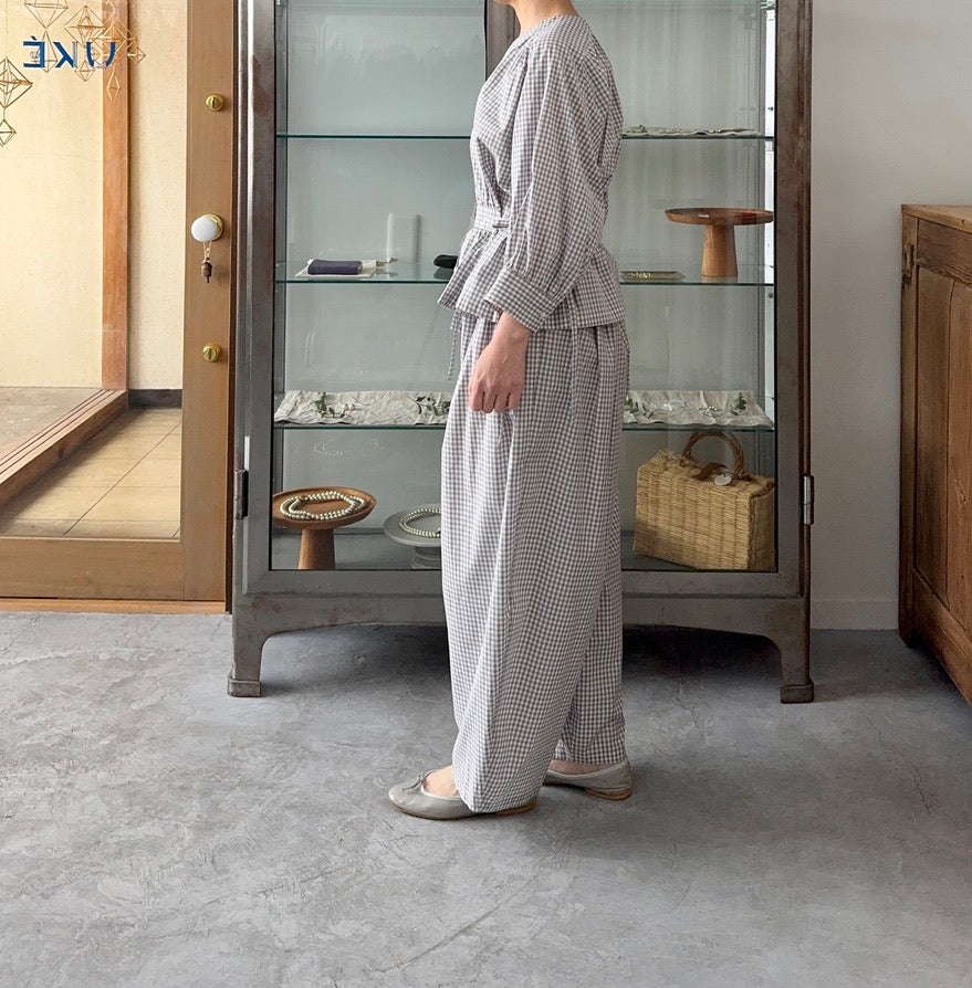 ギンガムフレンチブラウス Porter des boutons ポルテデブトン 通販 取扱店