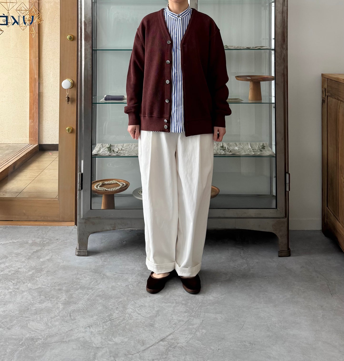 GIMA COTTON KNIT V NECK C/D Yonetomi 米富繊維 ニット カーディガン 通販 取扱店