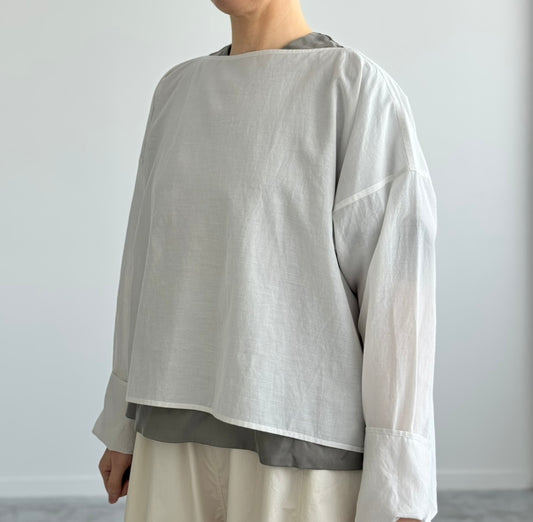 ORGANZA PULLOVER オーガンザ プルオーバー TENNE HANDCRAFTED MODERN 通販 取扱店 ligth gray 着画 アップ