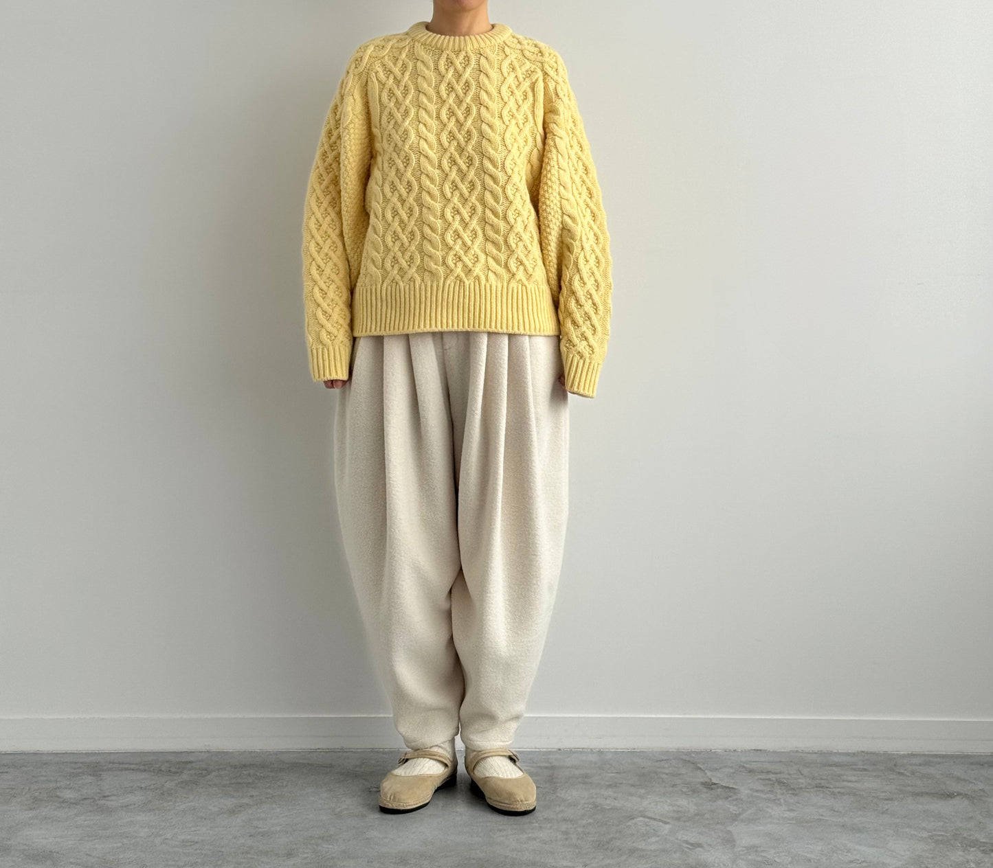 VOLUME SLEEVE ALAN KNIT PULLOVER (YELLOW)