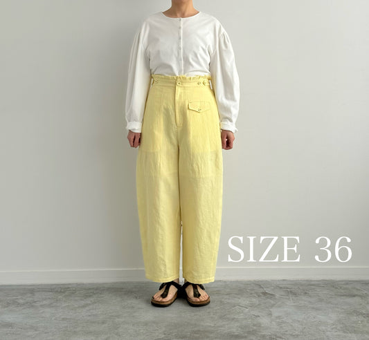 バレルパンツ Porter des boutons ポルテデブトン 通販 取扱店 レモン 36 着画正面