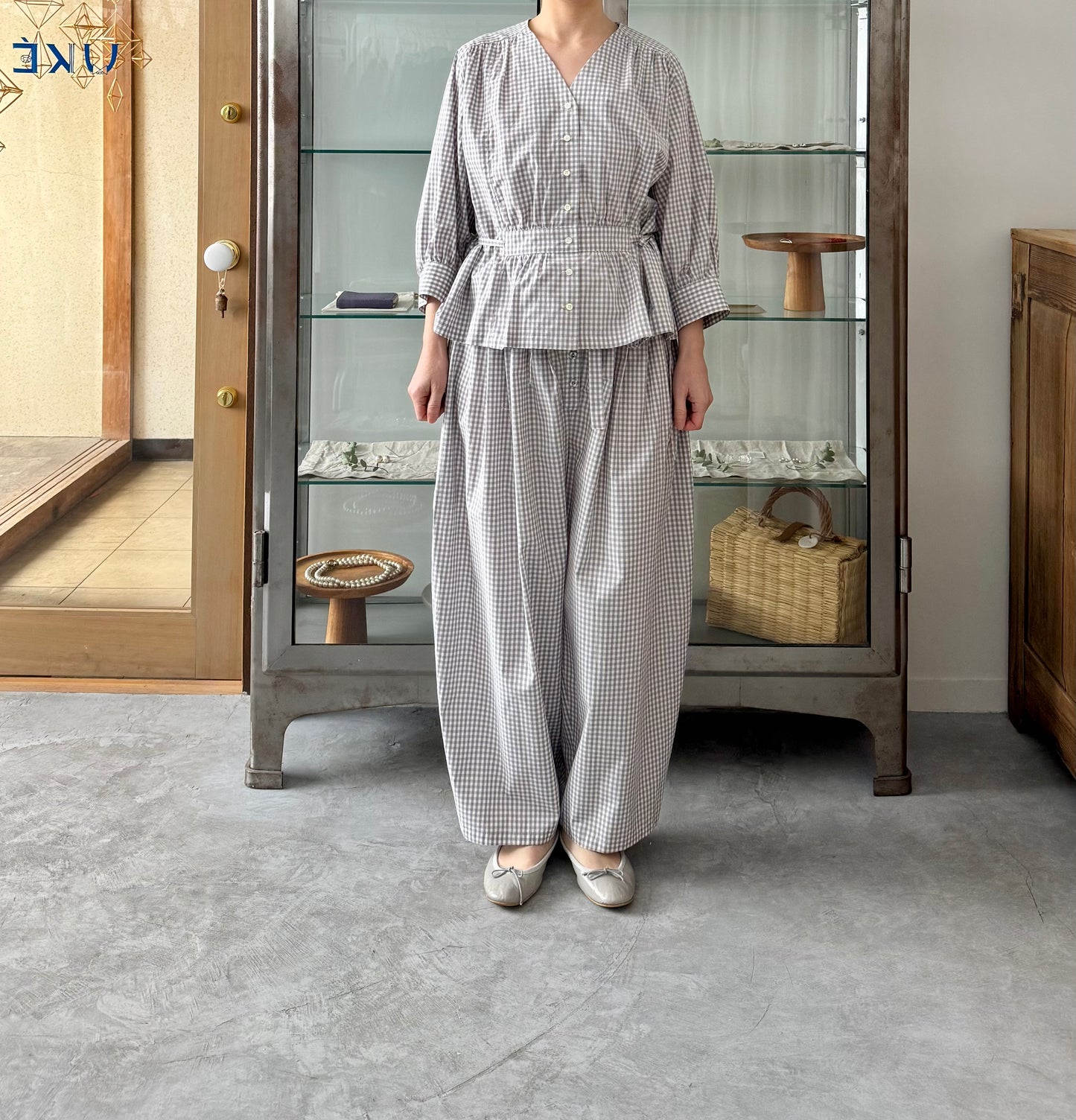 ギンガムフレンチブラウス Porter des boutons ポルテデブトン 通販 取扱店
