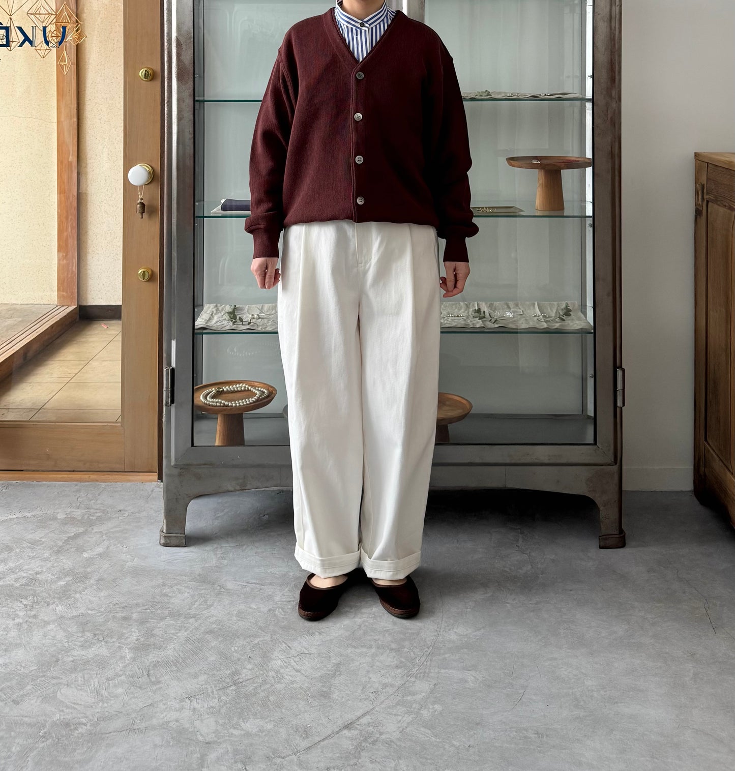 GIMA COTTON KNIT V NECK C/D Yonetomi 米富繊維 ニット カーディガン 通販 取扱店