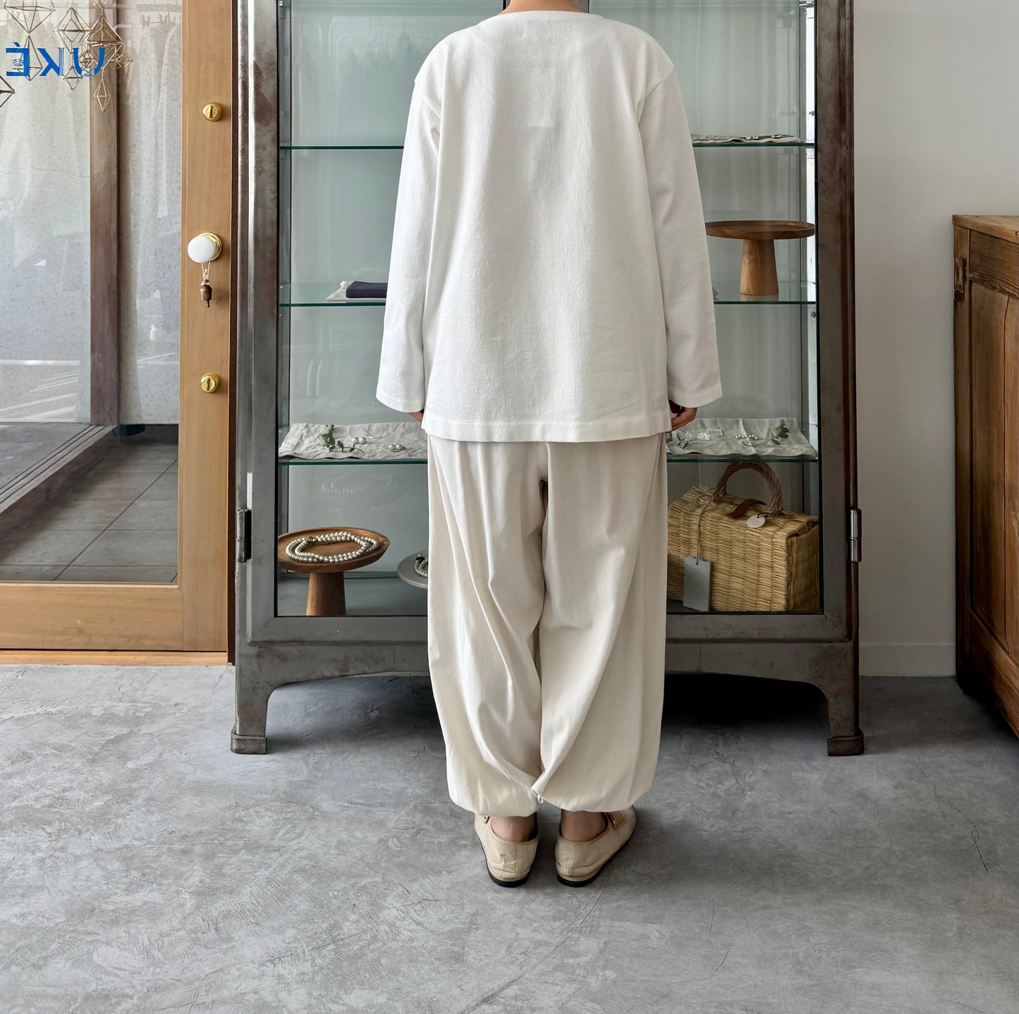 WAVE COTTON BASQUE KNIT P/O (WHITE / BLUE) Yonetomi 通販 取扱店