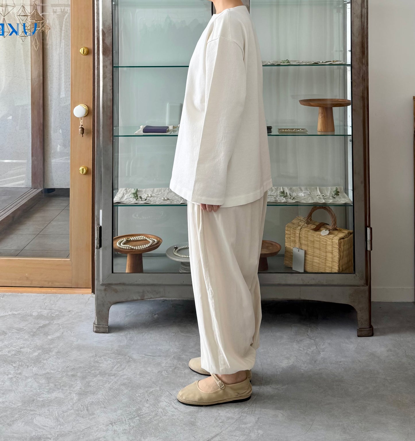 WAVE COTTON BASQUE KNIT P/O (WHITE / BLUE) Yonetomi 通販 取扱店