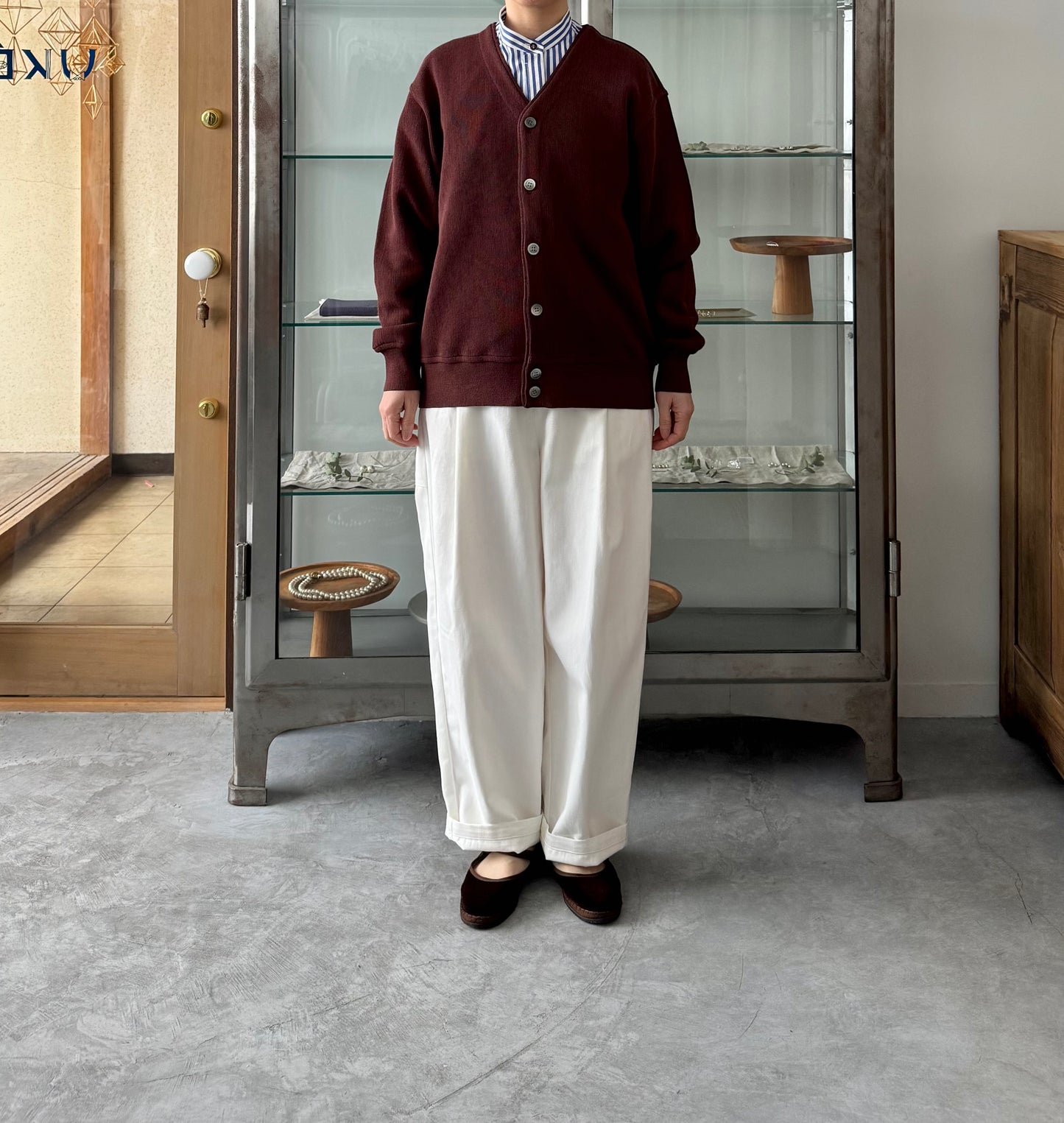 GIMA COTTON KNIT V NECK C/D Yonetomi 米富繊維 ニット カーディガン 通販 取扱店