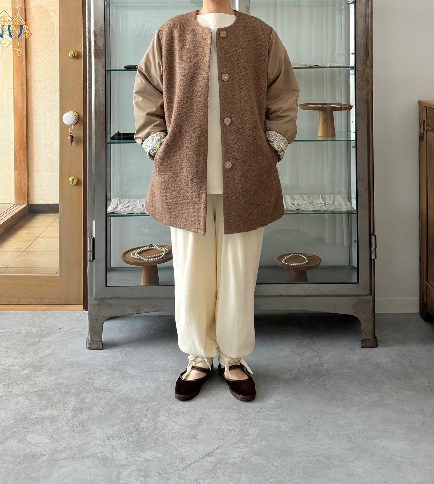 リバティリバーシブルコート (モカベージュ) Porter des boutons ポルテデブトン 通販 取扱店