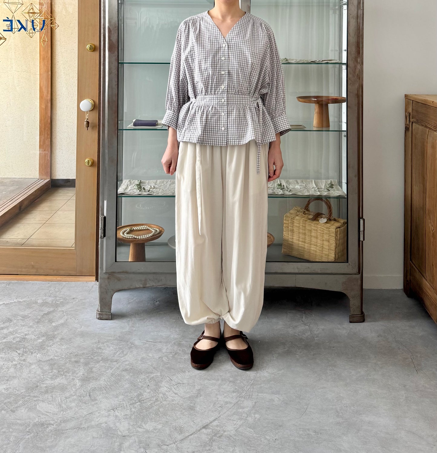 ギンガムフレンチブラウス Porter des boutons ポルテデブトン 通販 取扱店