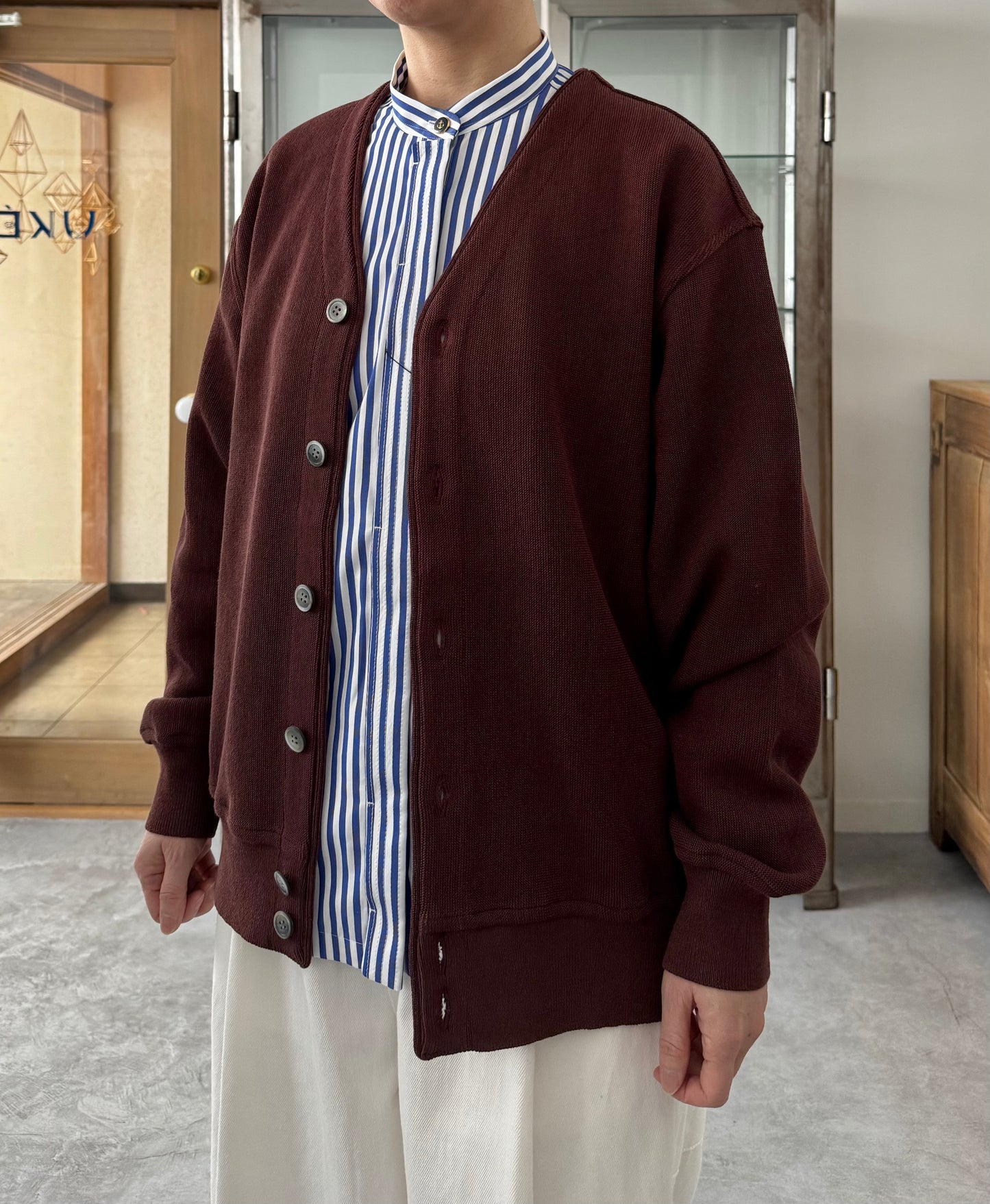 GIMA COTTON KNIT V NECK C/D Yonetomi 米富繊維 ニット カーディガン 通販 取扱店