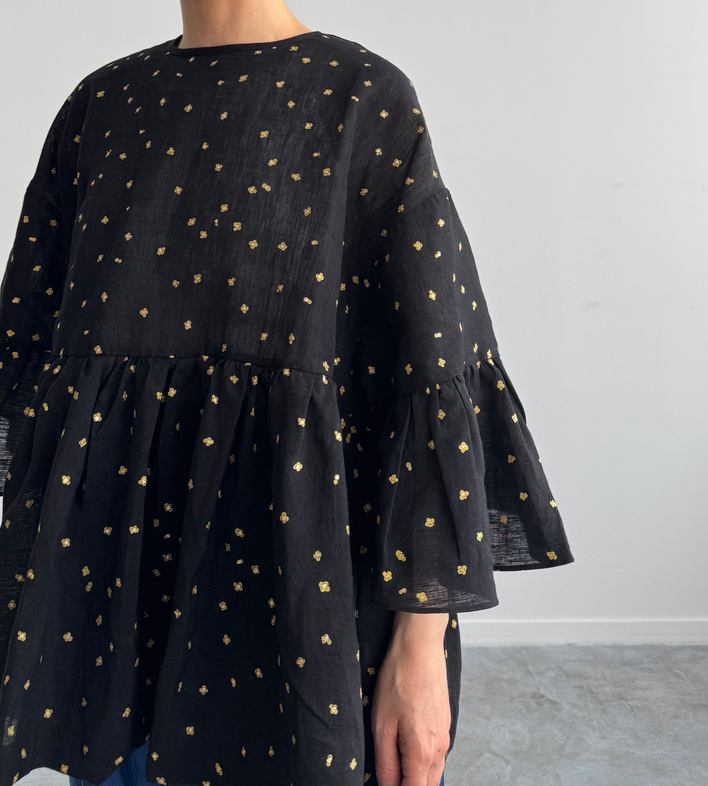EMBROIDERY WIDE SLEEVE BLOUSE BUNON ブノン リネンブラウス 通販 取扱店
