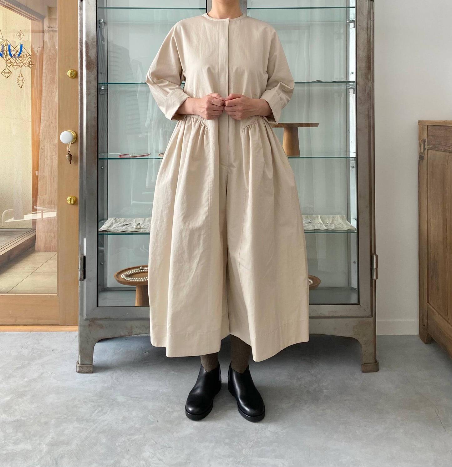 Side gather all-in-one (Cotton / Pink beige ) TENNE HANDCRAFTED MODERN オールインワン 通販 取扱店
