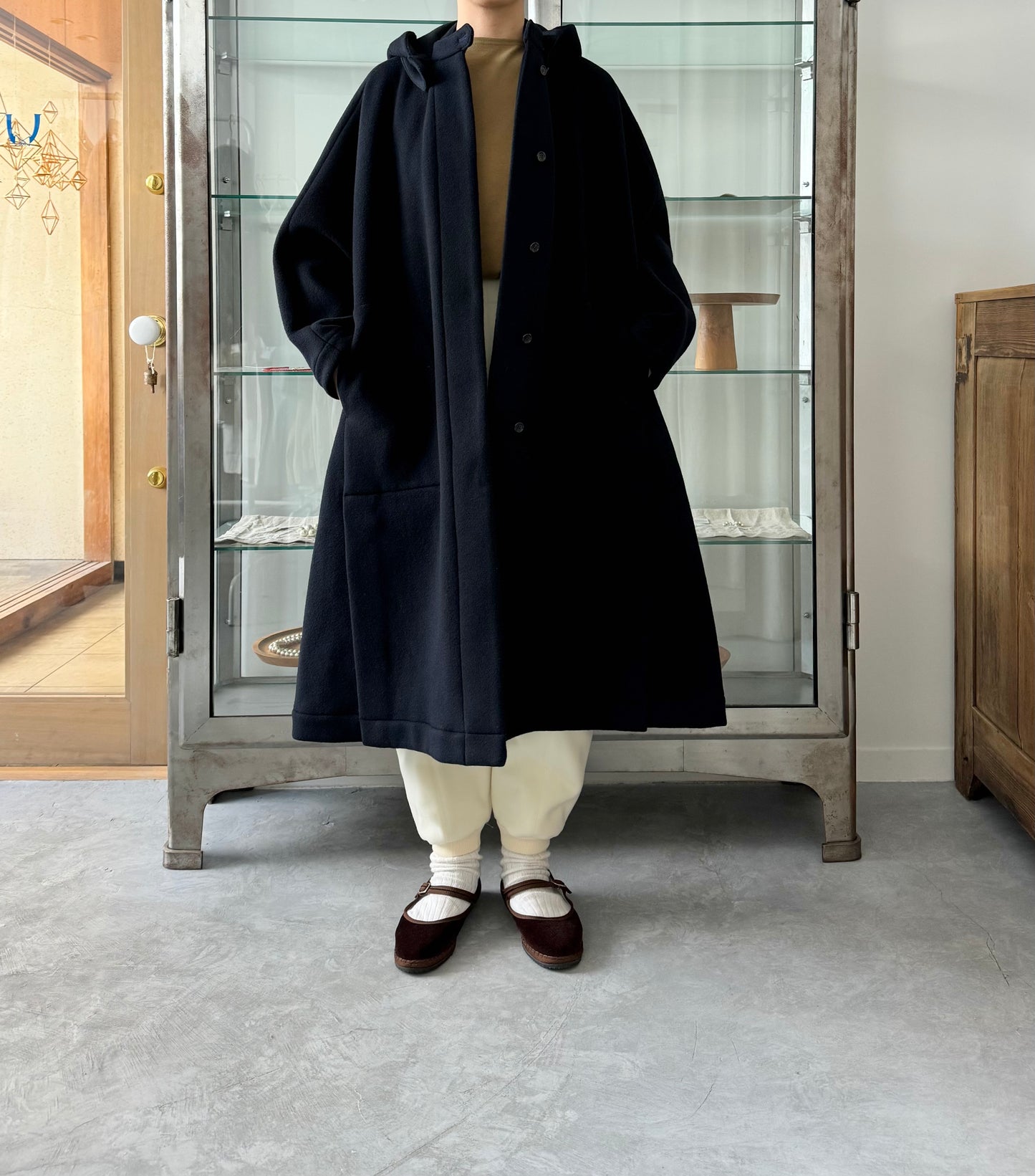 Long cape coat (Navy) TENNE HANDCRAFTED MODERN コート 通販 取扱店