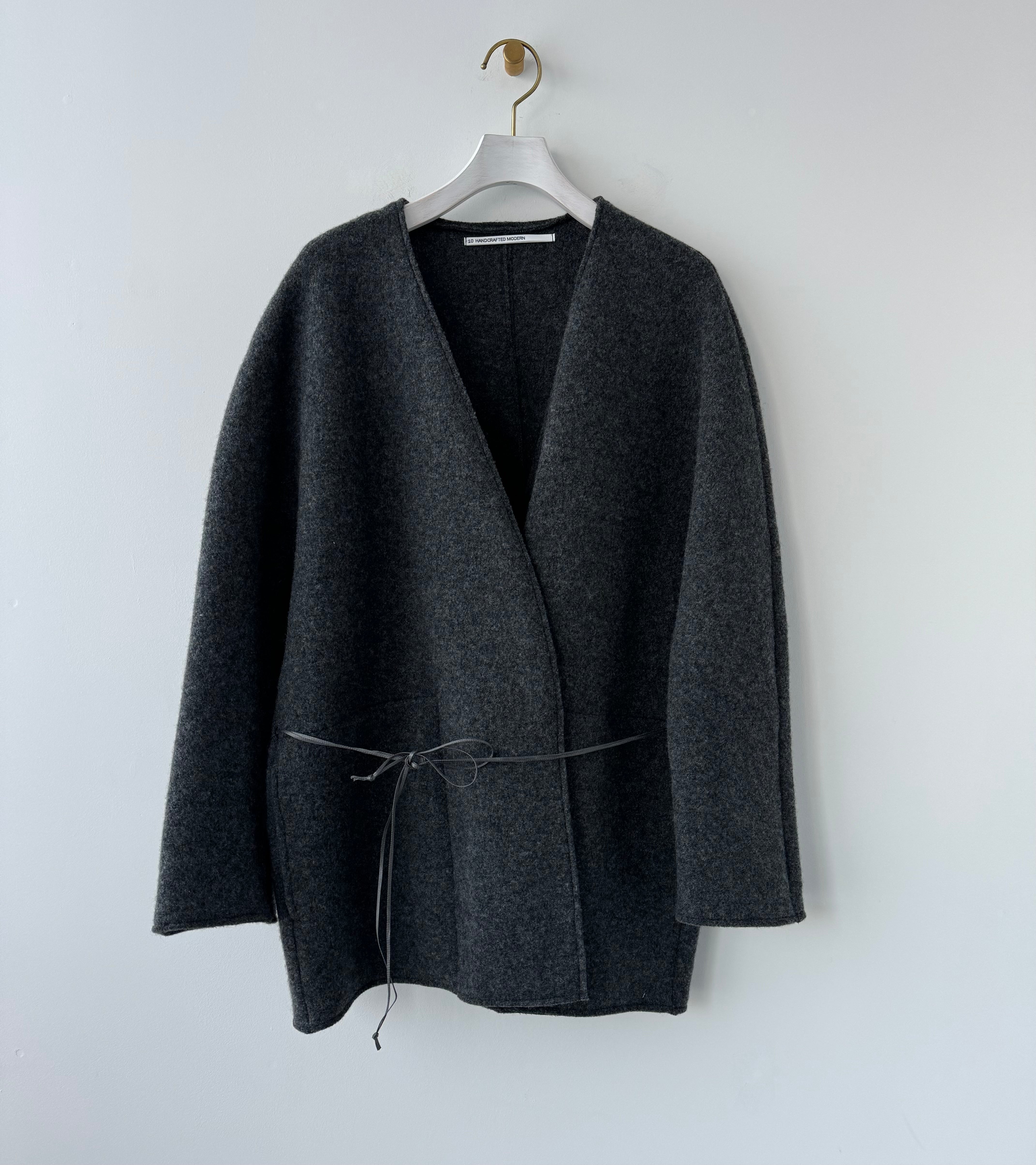 No collar knit jacket (Charcoal) TENNE HANDCRAFTED MODERN