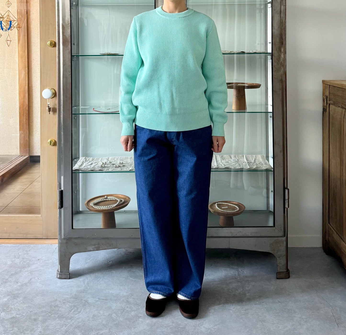 MERCERIZED COTTON RIB KNIT P/O (MINT) yonetomi 米富繊維 通販 取扱店