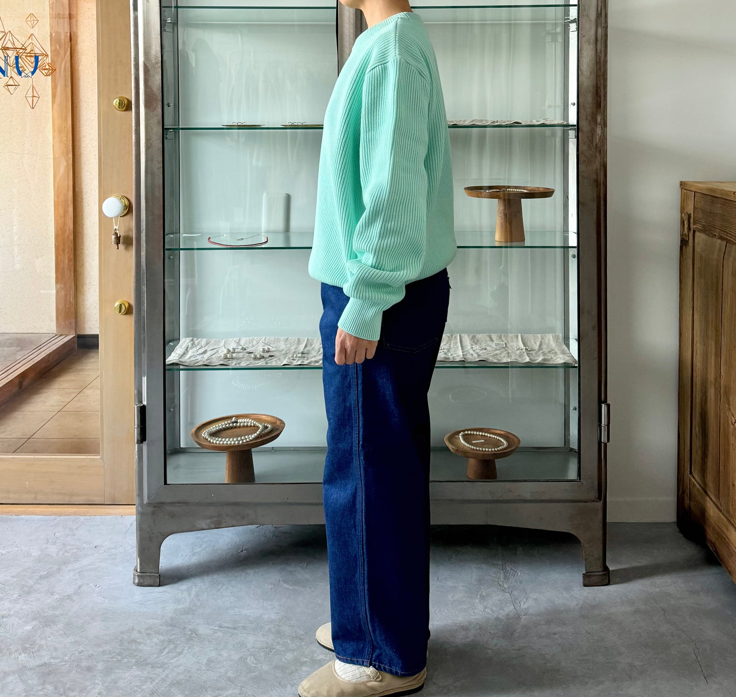 MERCERIZED COTTON RIB KNIT P/O (MINT) yonetomi 米富繊維 通販 取扱店