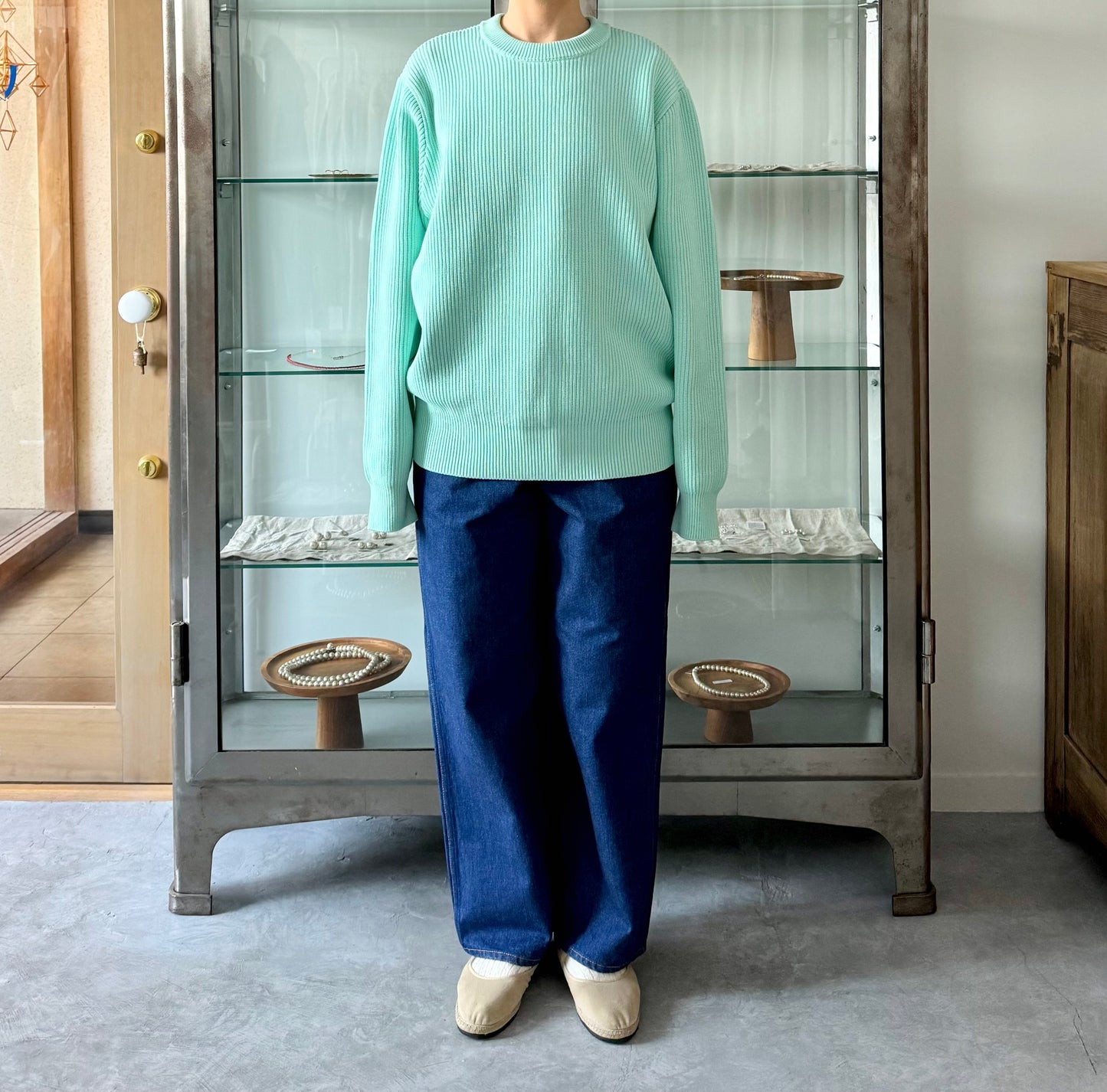 MERCERIZED COTTON RIB KNIT P/O (MINT) yonetomi 米富繊維 通販 取扱店