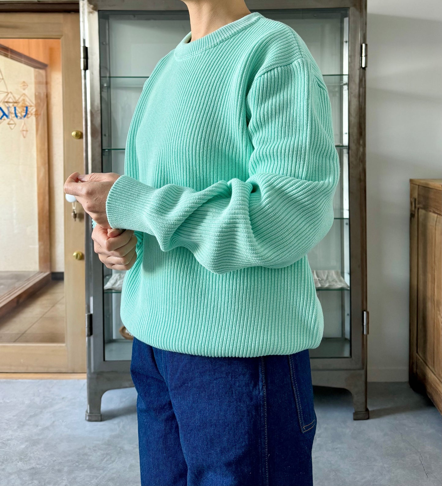 MERCERIZED COTTON RIB KNIT P/O (MINT) yonetomi 米富繊維 通販 取扱店