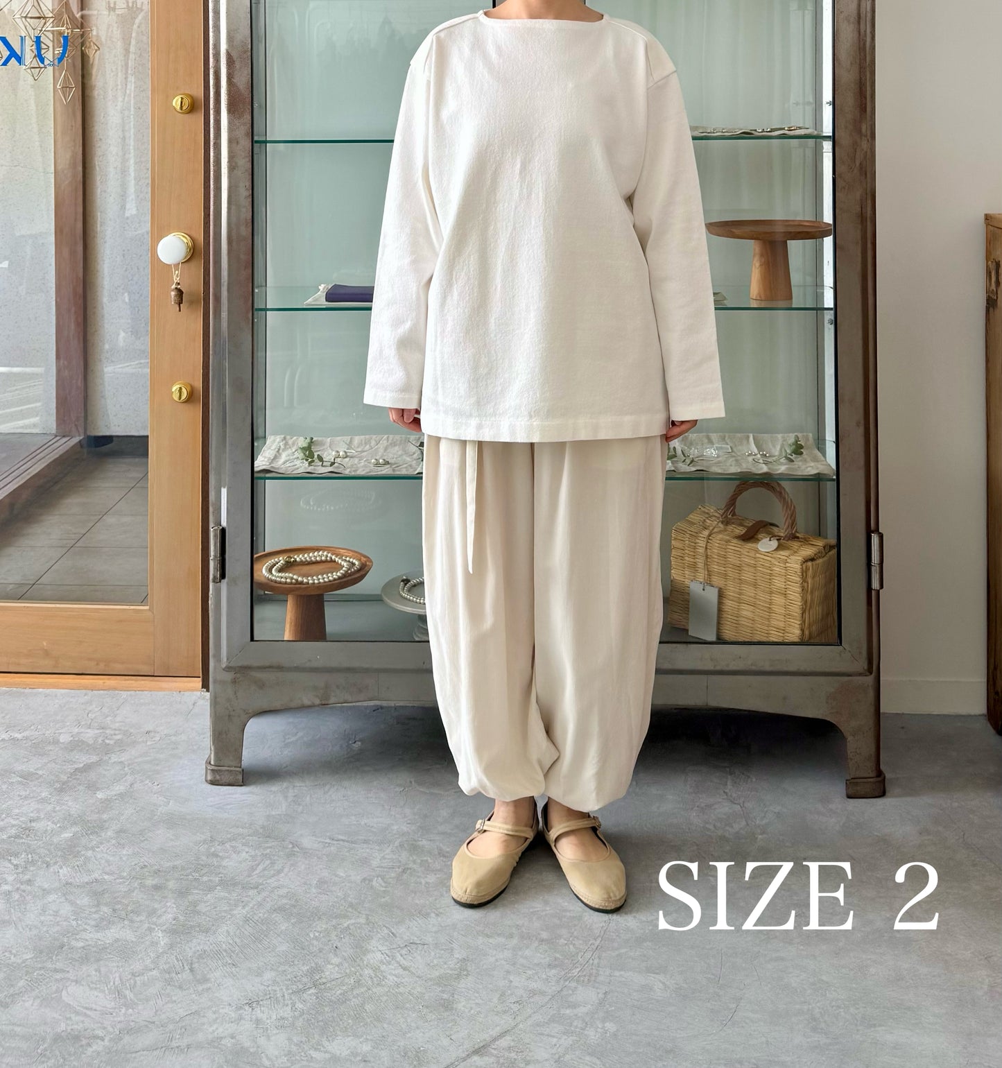 WAVE COTTON BASQUE KNIT P/O (WHITE / BLUE) Yonetomi 通販 取扱店