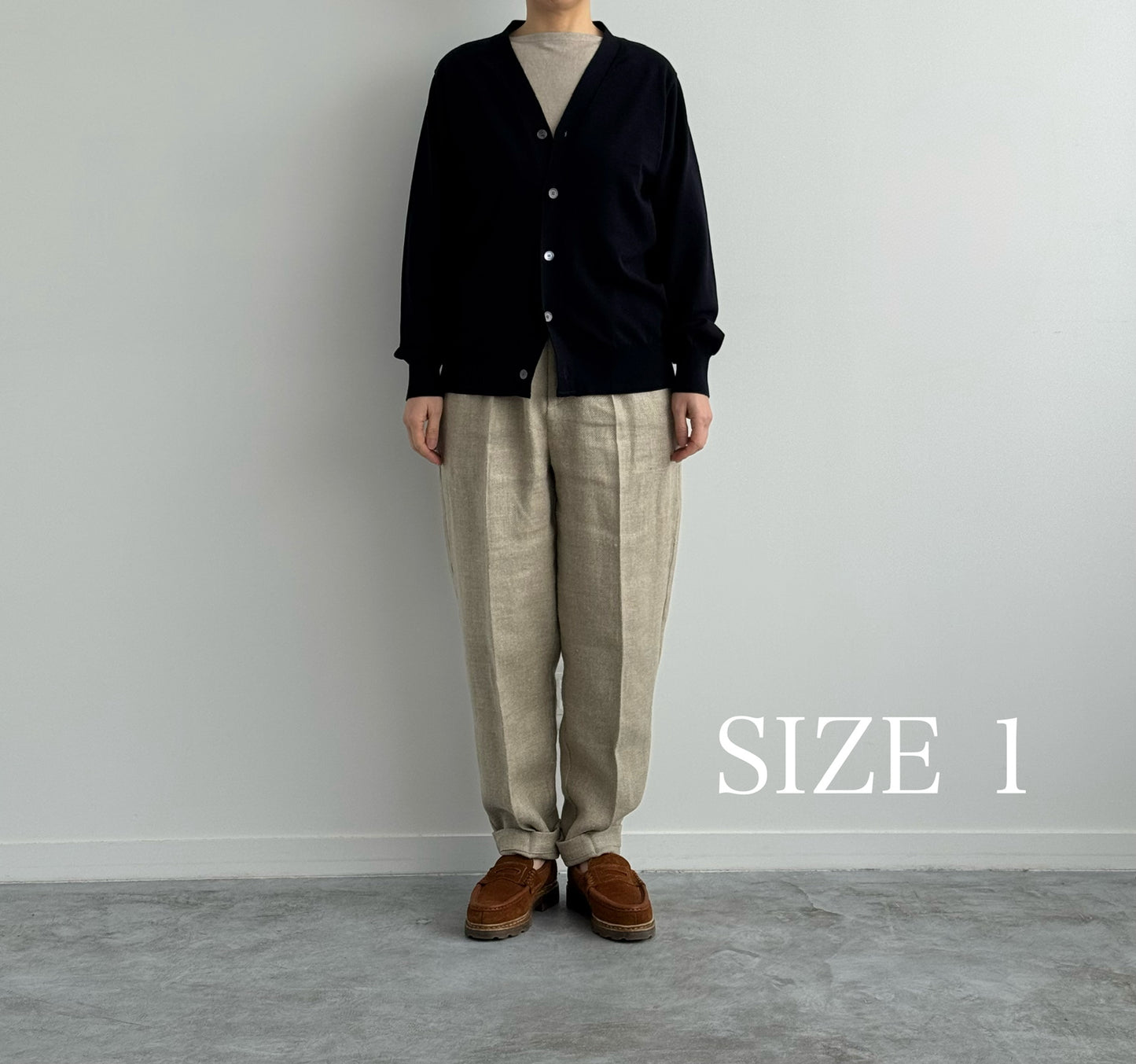HIGH TWIST SEA ISLAND COTTON KNIT C/D　Yonetomi 米富繊維　シーアイランド カーディガン　通販　取扱店 着画 size 1