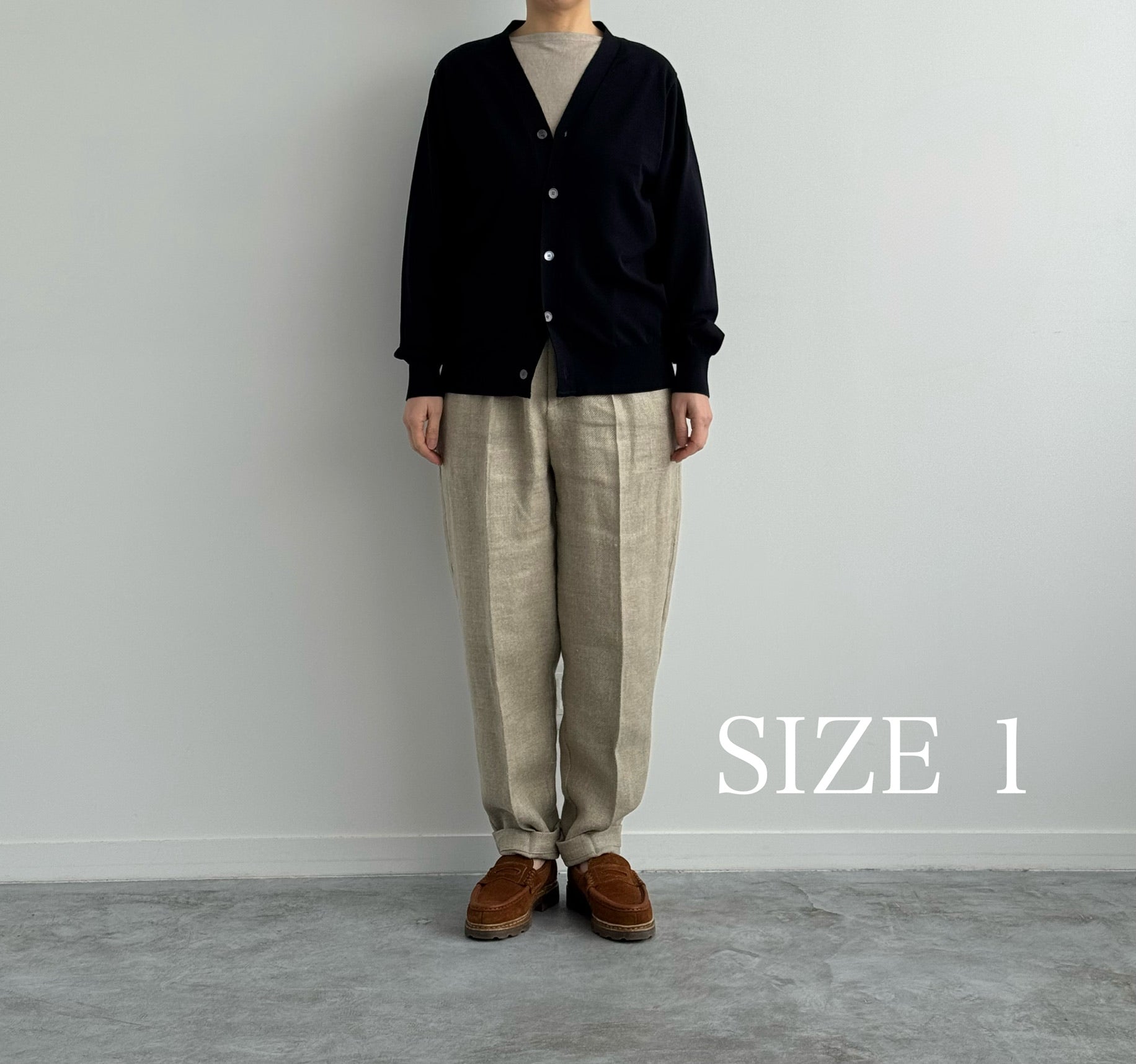 HIGH TWIST SEA ISLAND COTTON KNIT C/D　Yonetomi 米富繊維　シーアイランド カーディガン　通販　取扱店 着画 size 1