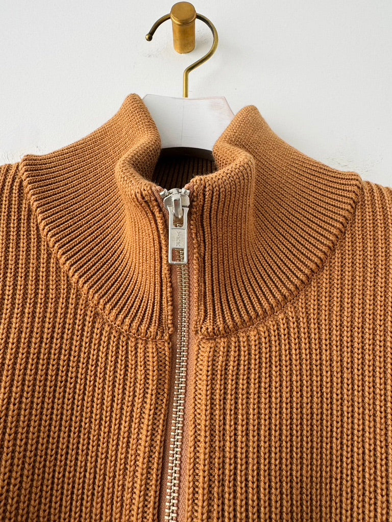 EX FINE WOOL RIB KNIT BLOUSON (CAMEL) Yonetomi 米富繊維　　通販　取扱店