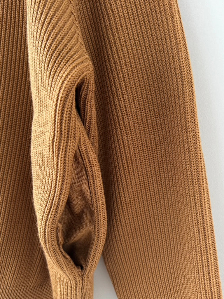 EX FINE WOOL RIB KNIT BLOUSON (CAMEL) Yonetomi 米富繊維　　通販　取扱店