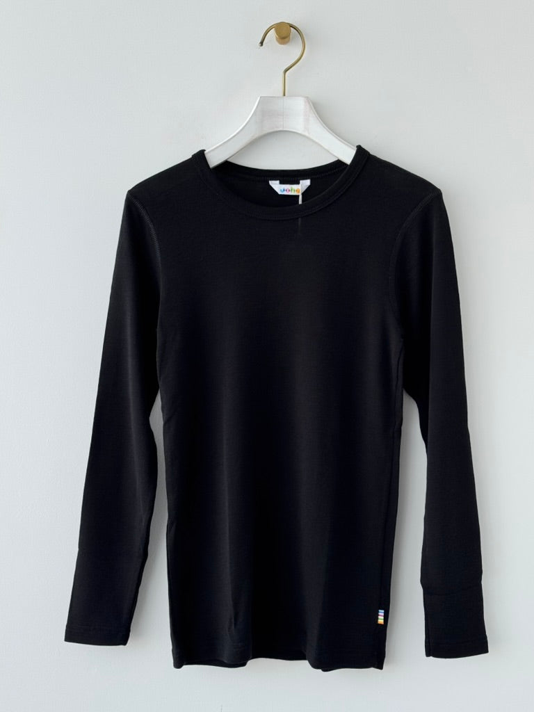 BLOUSE (150 / BLACK)　JOHA 　ヨハ　キッズサイズ　ウール シルク インナー 長袖　通販　取扱店

