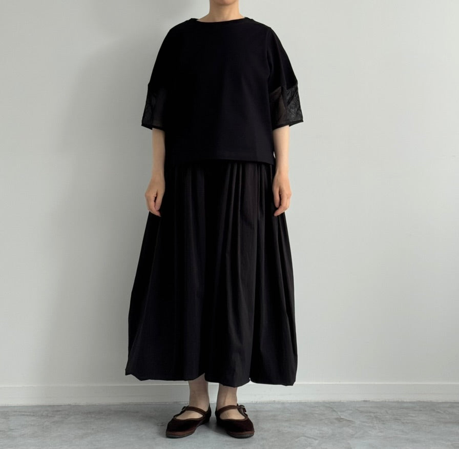 シアースリーブプルオーバー (ブラック）Porter des boutons　ポルテデブトン　通販　取扱店