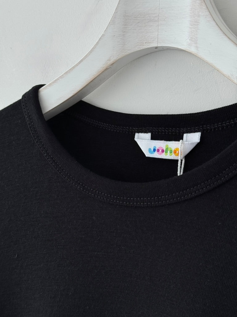 BLOUSE (150 / BLACK)　JOHA 　ヨハ　キッズサイズ　ウール シルク インナー 長袖　通販　取扱店

