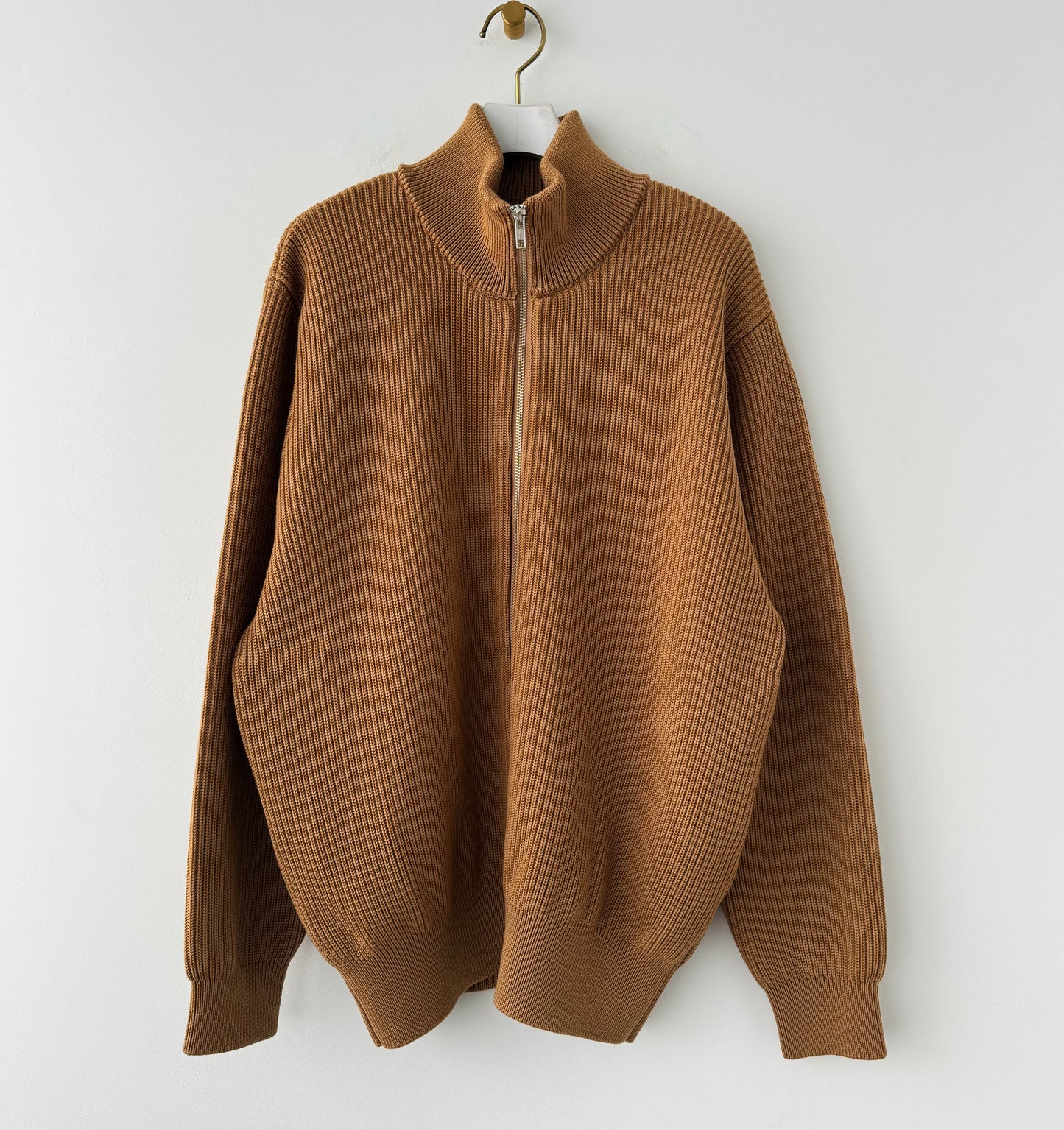 EX FINE WOOL RIB KNIT BLOUSON (CAMEL) Yonetomi 米富繊維　　通販　取扱店