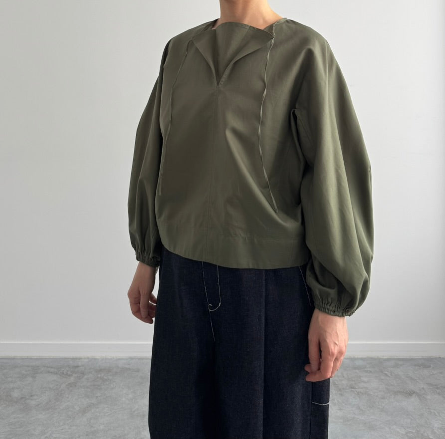 VOLUME SLEEVE PULLOVER (OLIVE)　TENNE HANDCRAFTED MODERN ブラウス　通販　取扱店