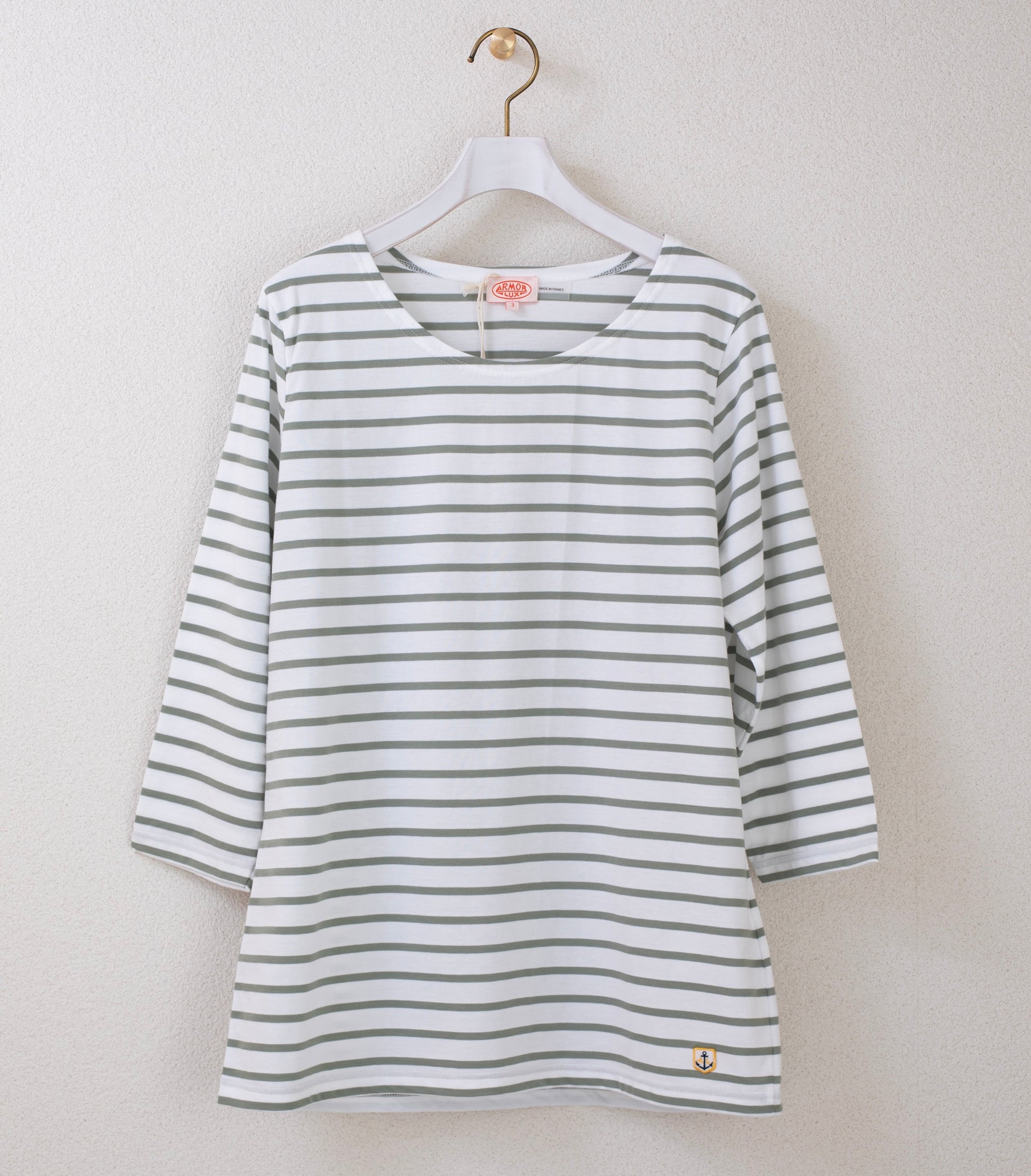 MANCHE 3/4 (BLANC / SHADOW  FEMME)　Armor lux 　ボーダー　 通販　取扱店