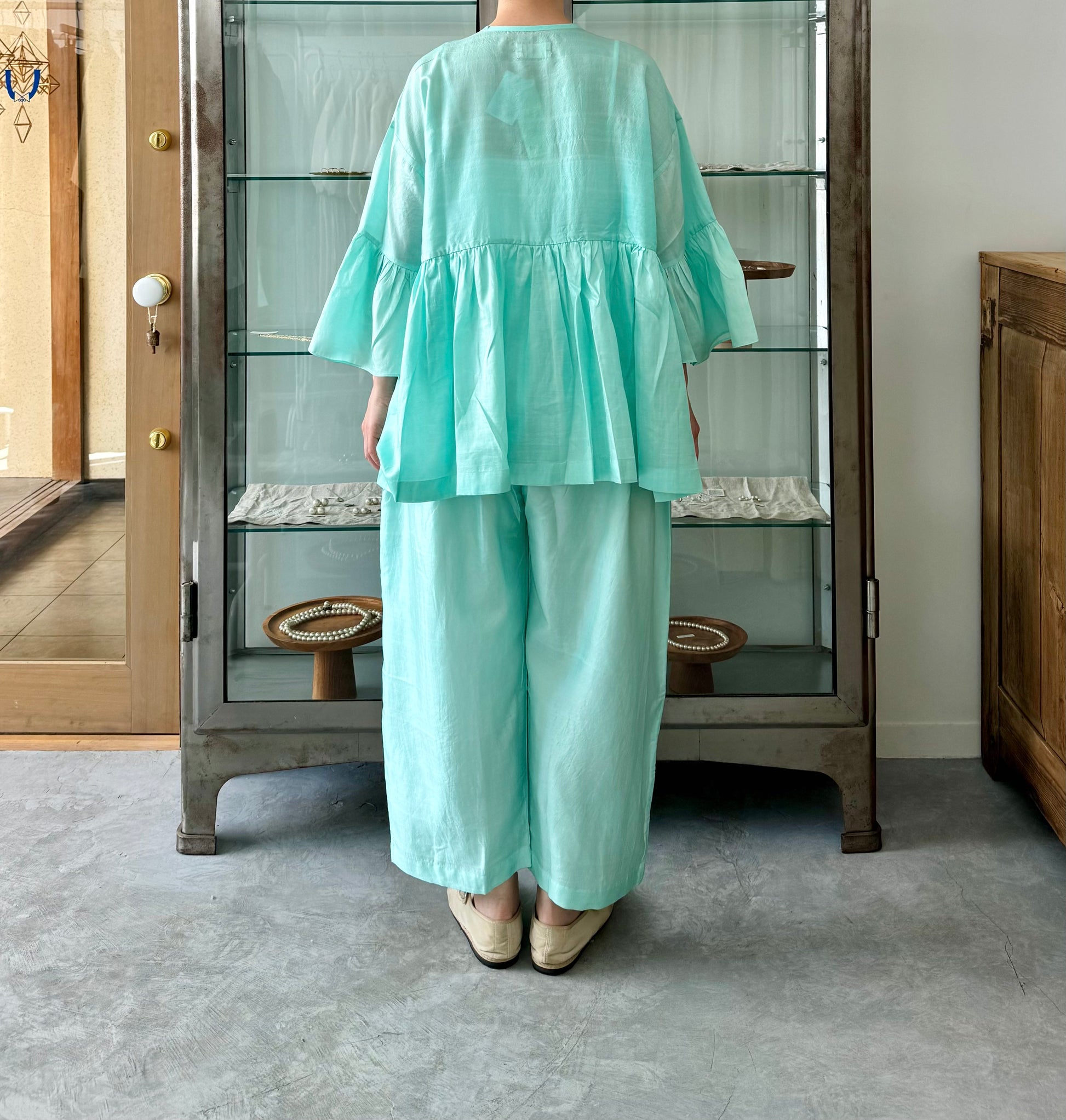 Khadi Silk Wide Belt Pants　(Mint Green) BUNON ブノン　　通販　取扱店