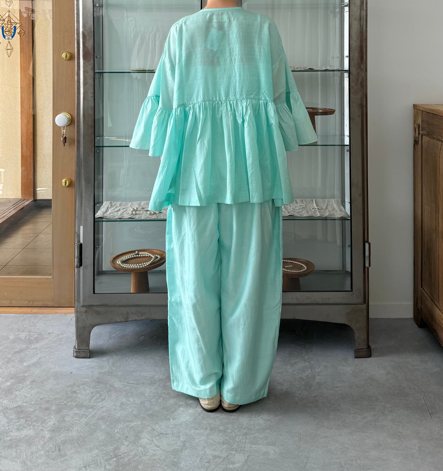 Khadi Silk Wide Belt Pants　(Mint Green) BUNON ブノン　　通販　取扱店