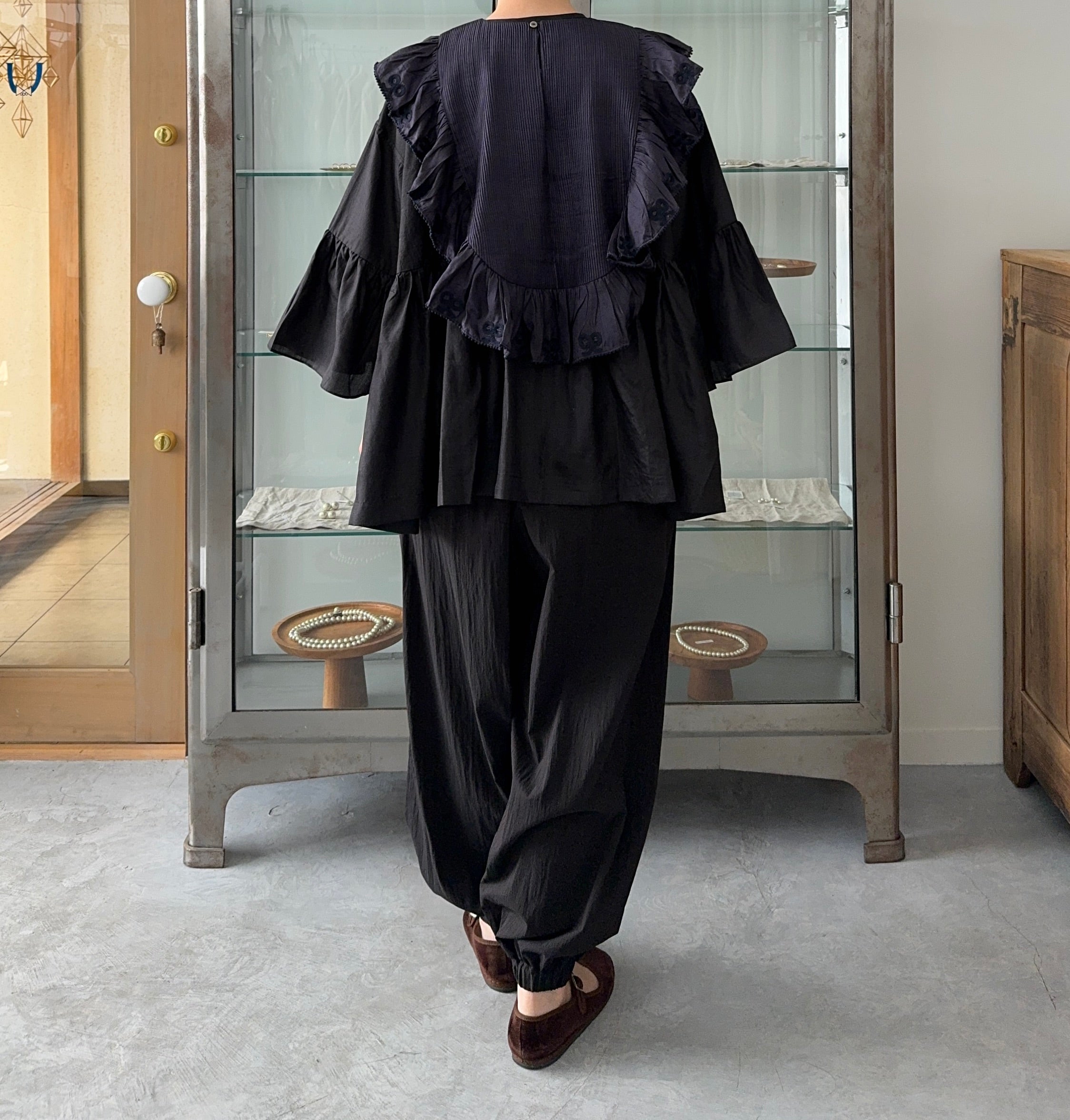 BUNON 付け襟 BUNON Khadi Silk Tuck Ruffle Collar