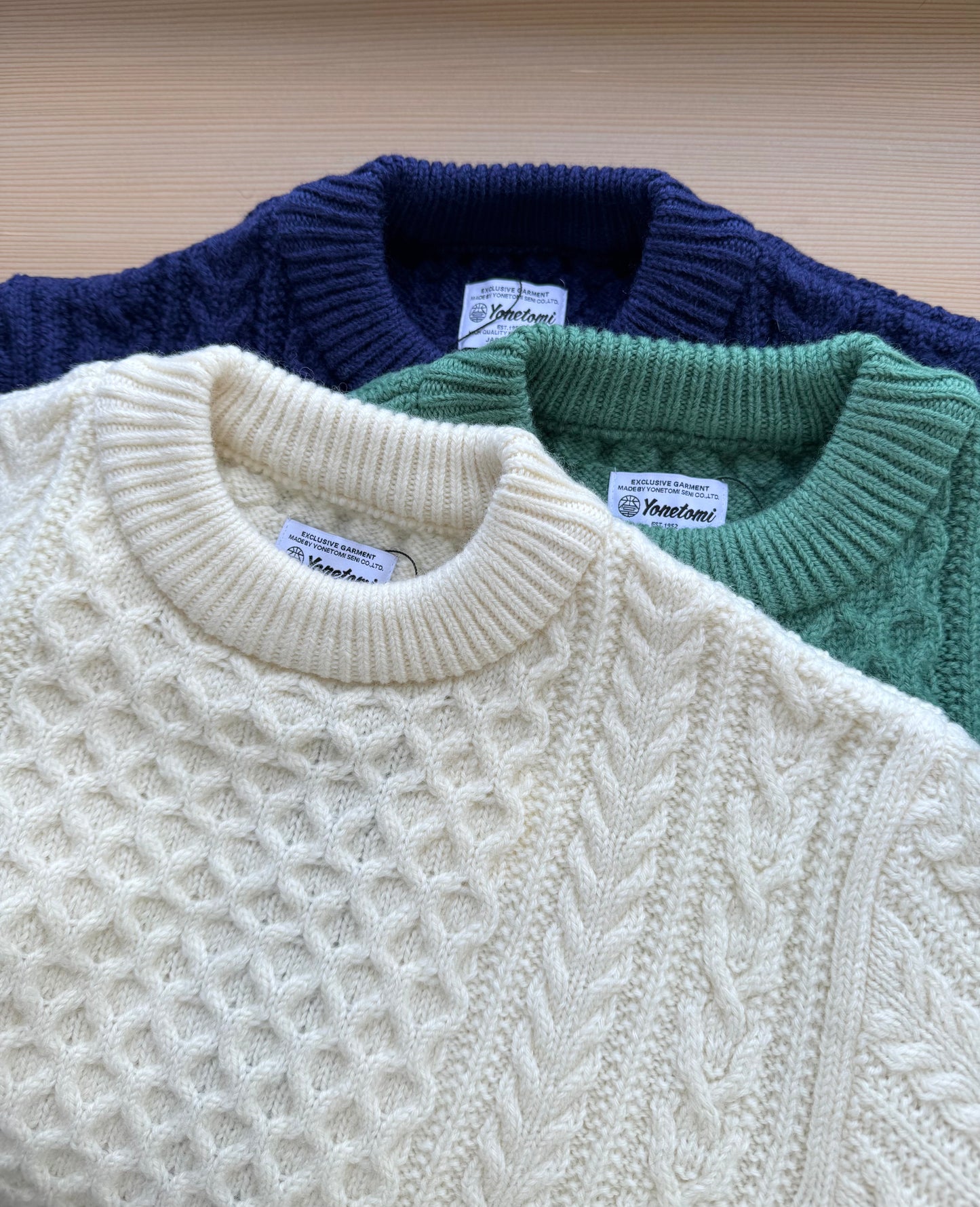 REBORN WOOL ARAN KNIT P/O　Yonetomi　米富繊維　ニット　セーター　通販