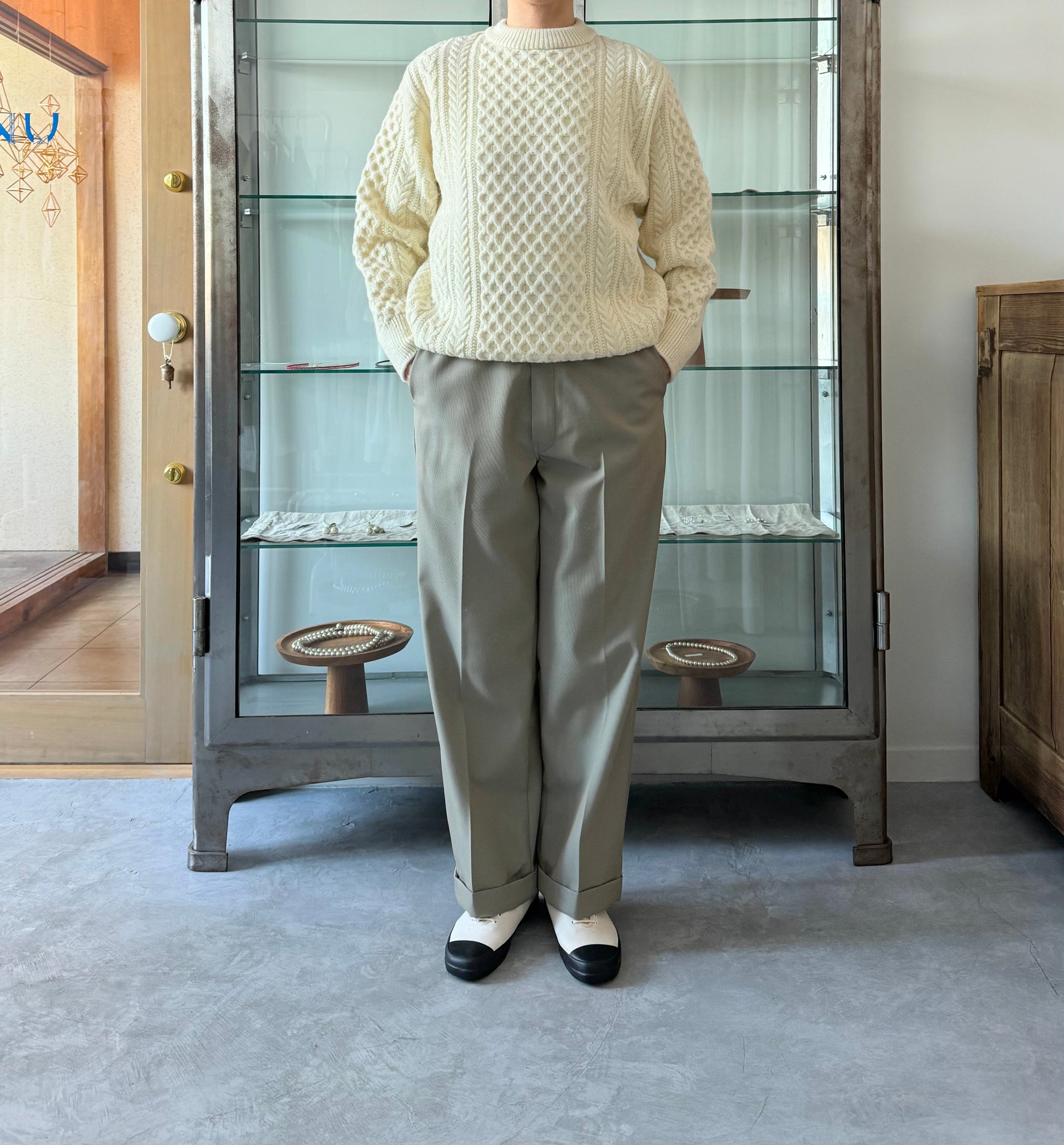 REBORN WOOL ARAN KNIT P/O　Yonetomi　米富繊維　ニット　セーター　通販