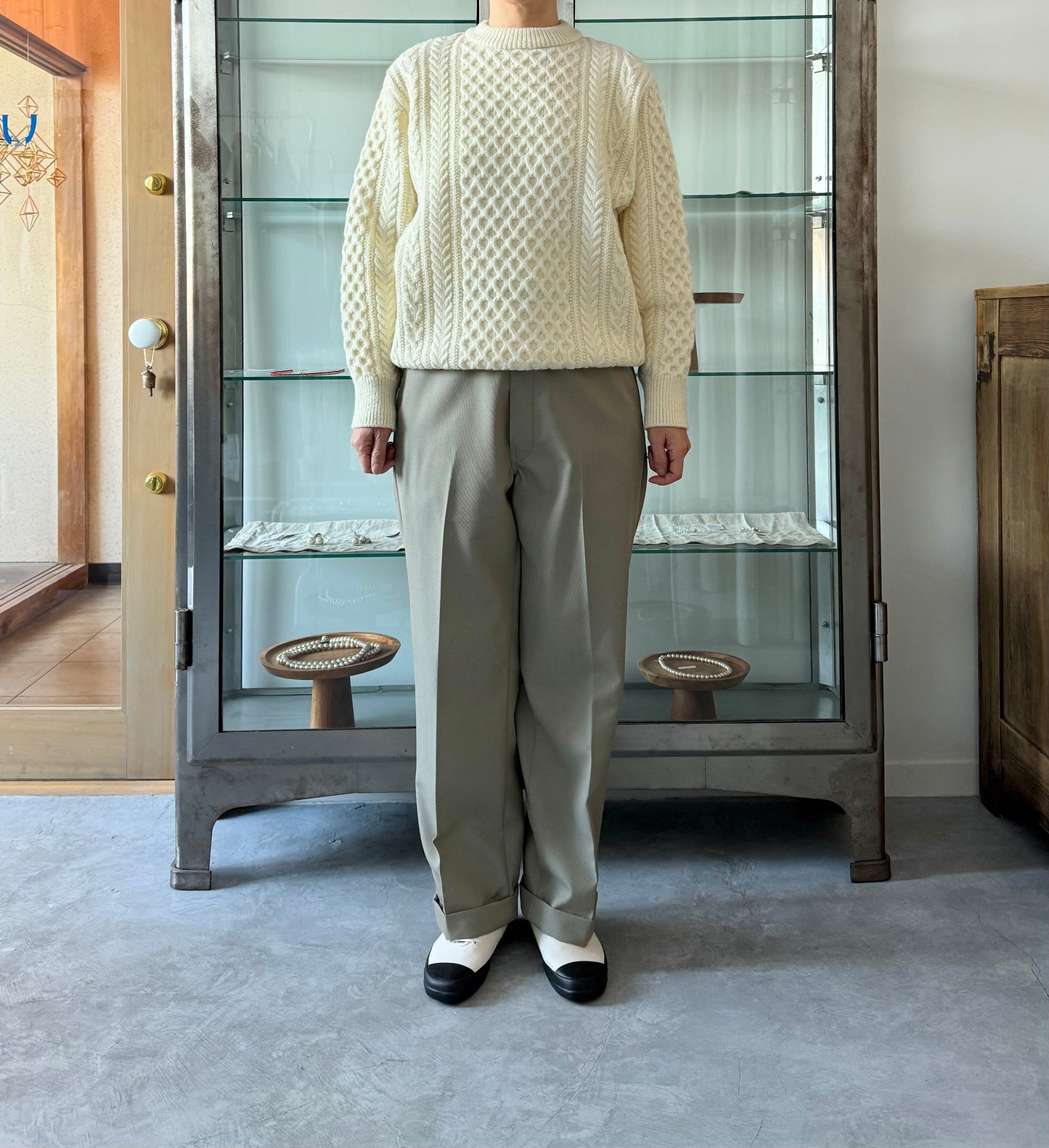 REBORN WOOL ARAN KNIT P/O　Yonetomi　米富繊維　ニット　セーター　通販