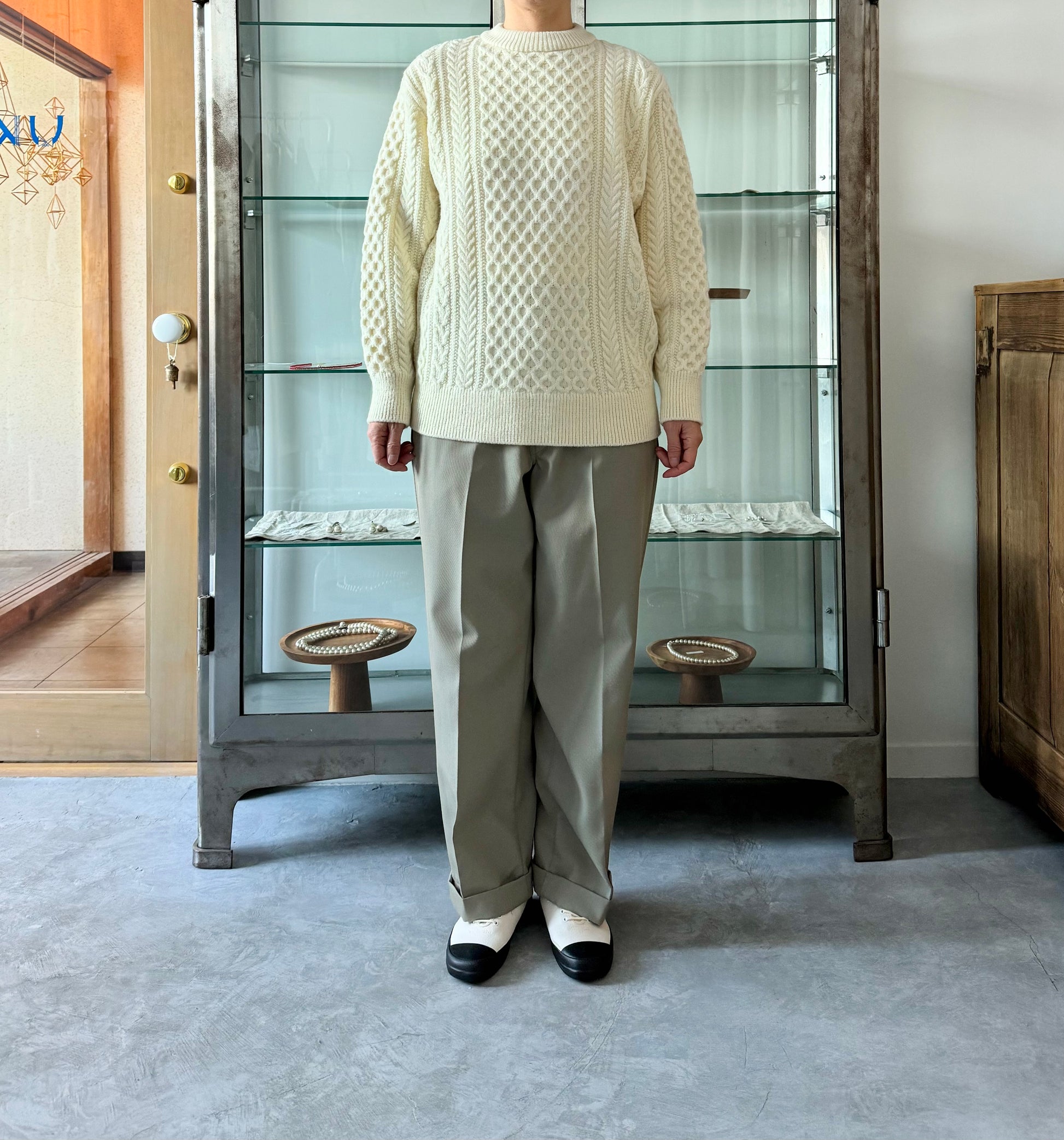 REBORN WOOL ARAN KNIT P/O　Yonetomi　米富繊維　ニット　セーター　通販