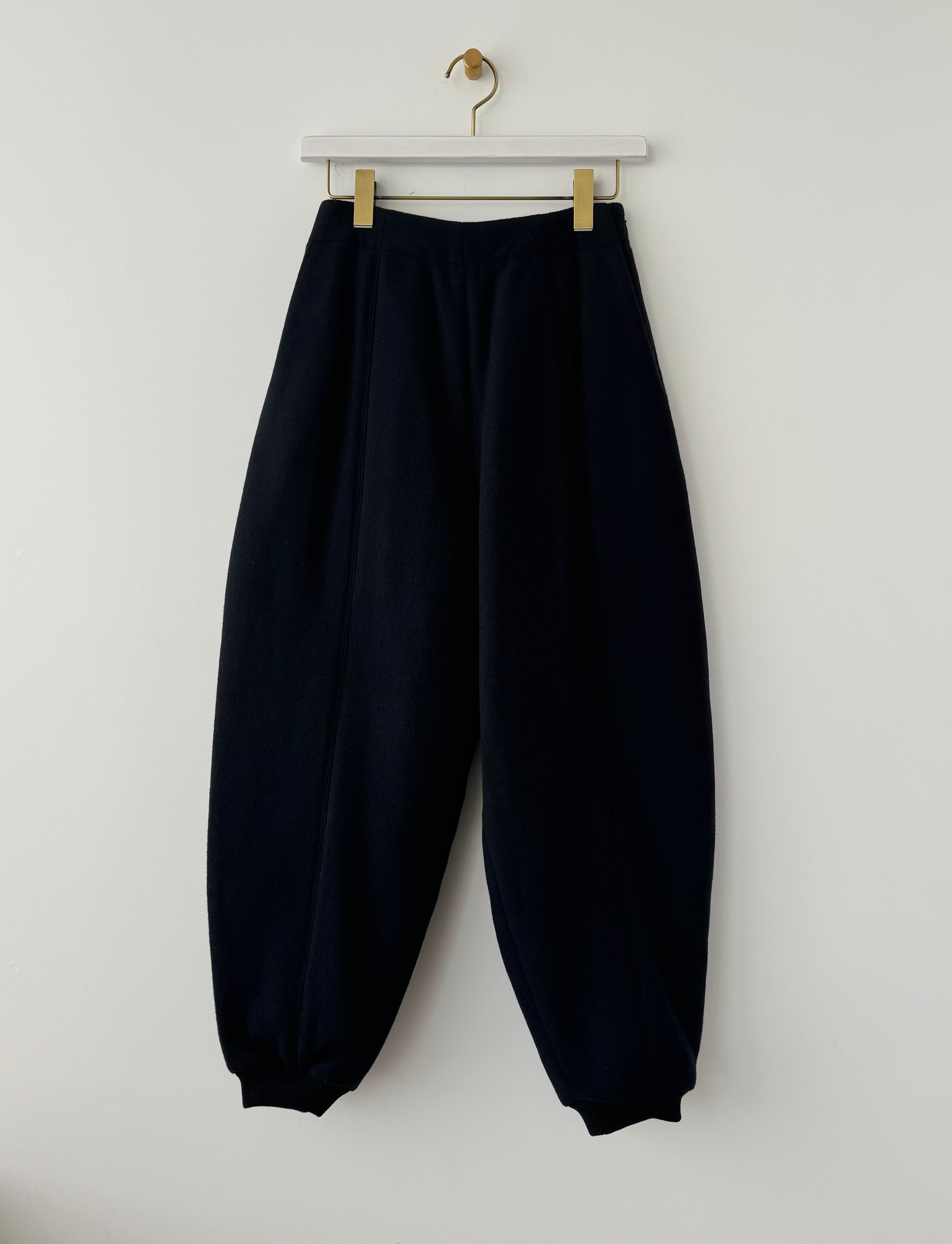 New wool rib knit pants (Navy)