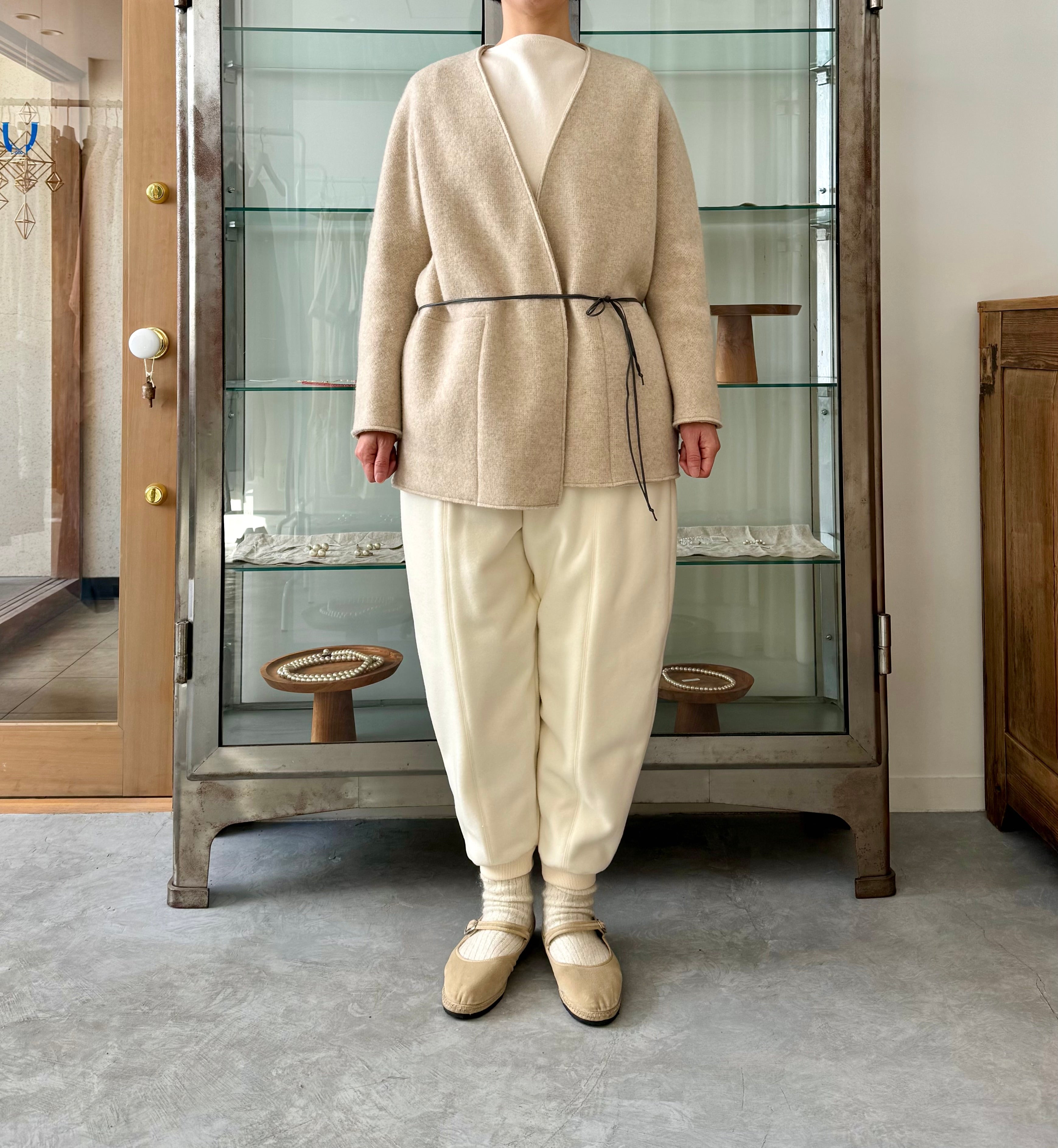 No collar knit jacket (Beige) TENNE HANDCRAFTED MODERN ニット