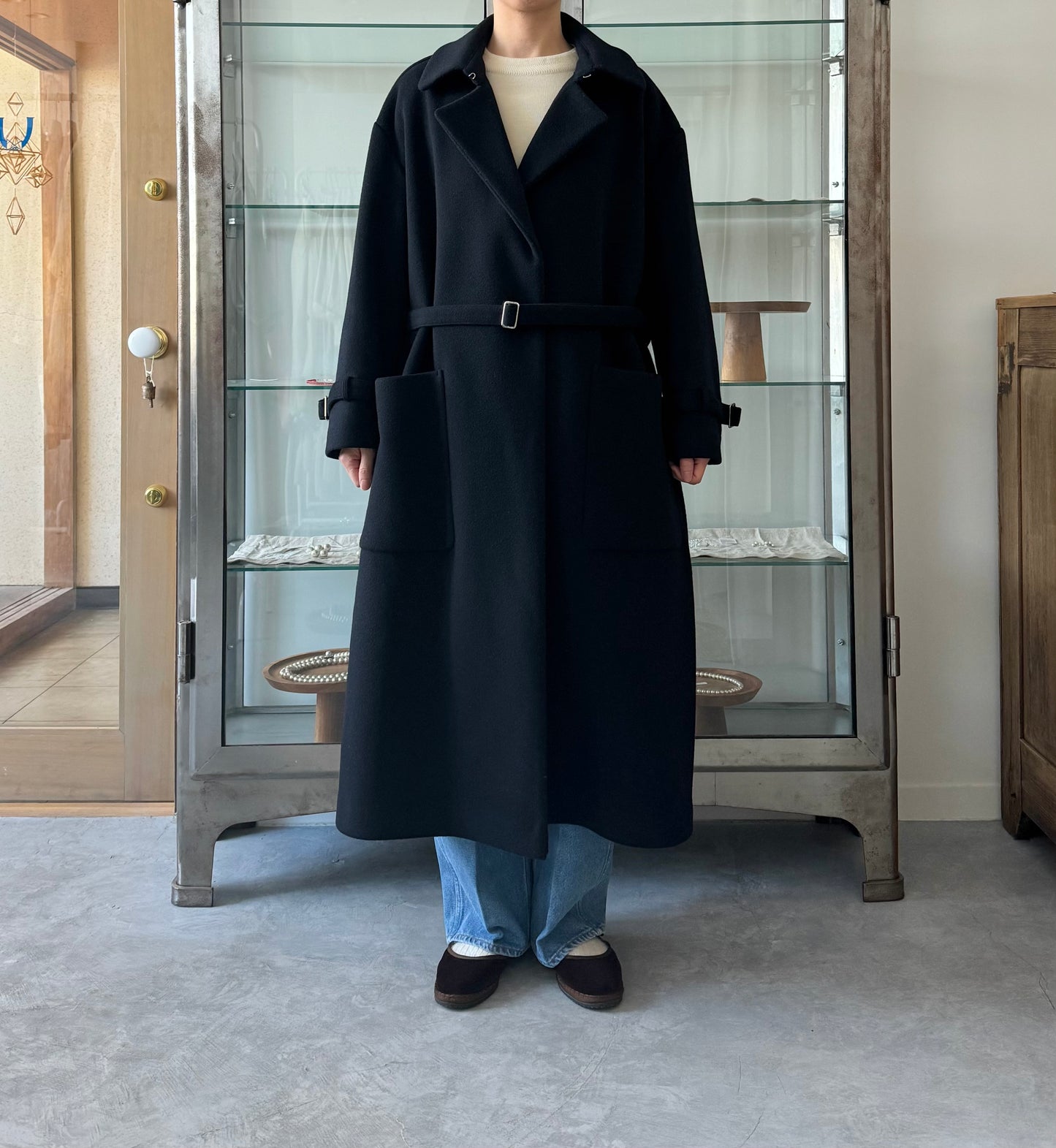 Big size trench (Super 140's wool / Navy) TENNE HANDCRAFTED MODERN 