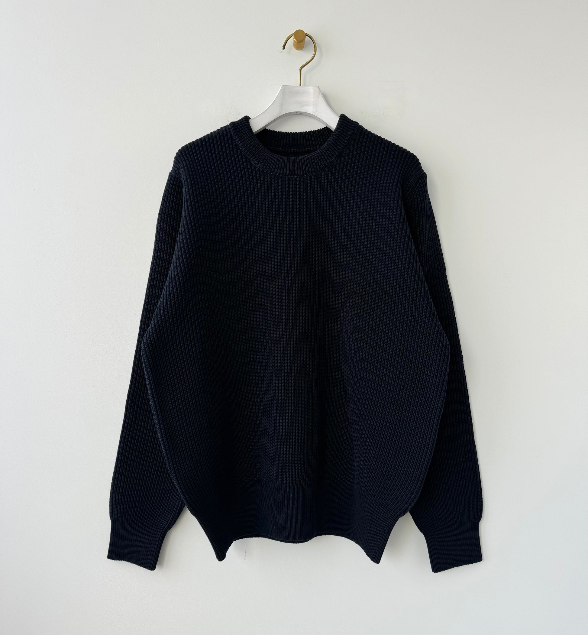 MERCERIZED COTTON RIB KNIT P/O (BLACK NAVY)　yonetomi　米富繊維 　通販　取扱店