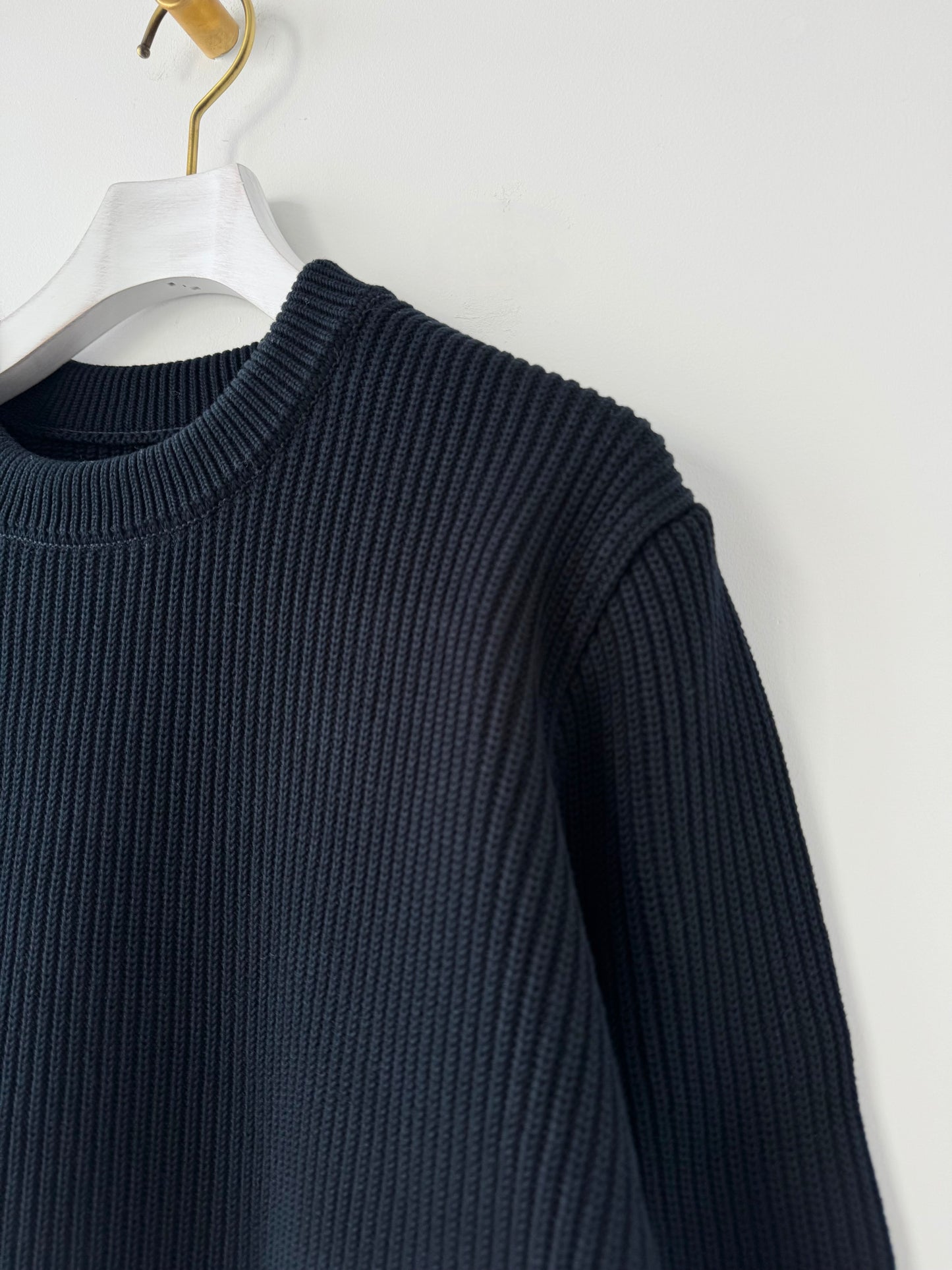 MERCERIZED COTTON RIB KNIT P/O (BLACK NAVY)　yonetomi　米富繊維 　通販　取扱店