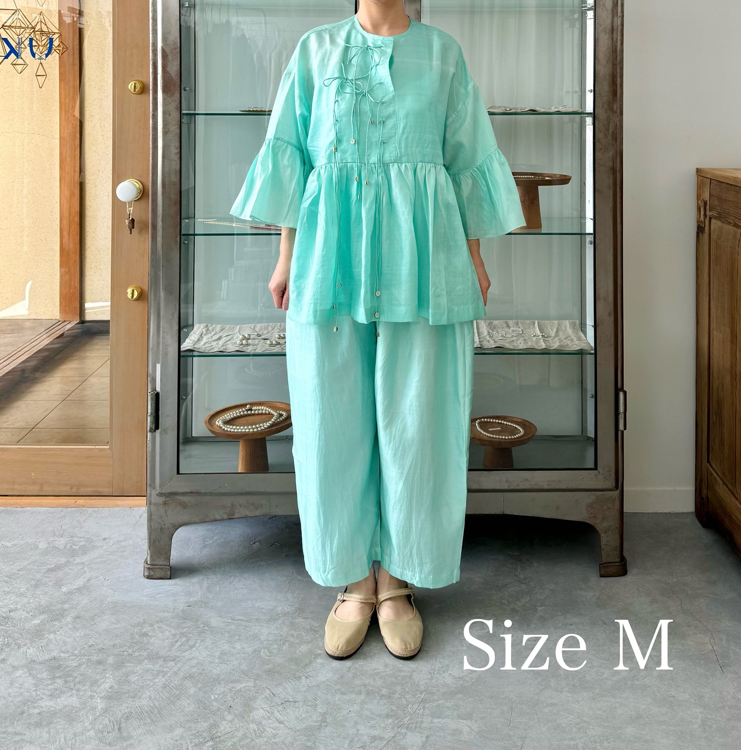 Khadi Silk Wide Belt Pants　(Mint Green) BUNON ブノン　　通販　取扱店