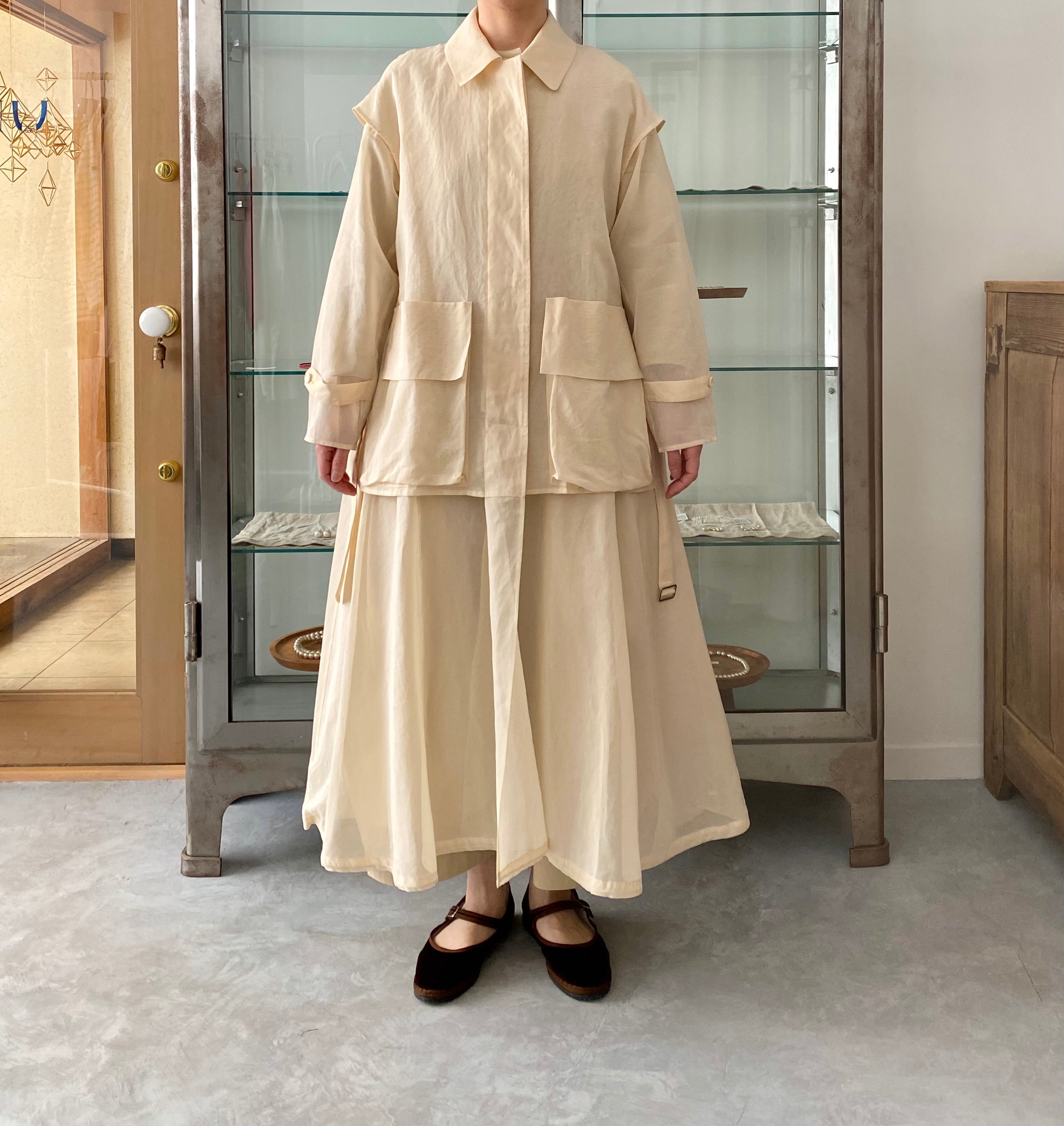 Organza layered coat (Beige) TENNE HANDCRAFTED MODERN コート 通販 – UKÉ_midori